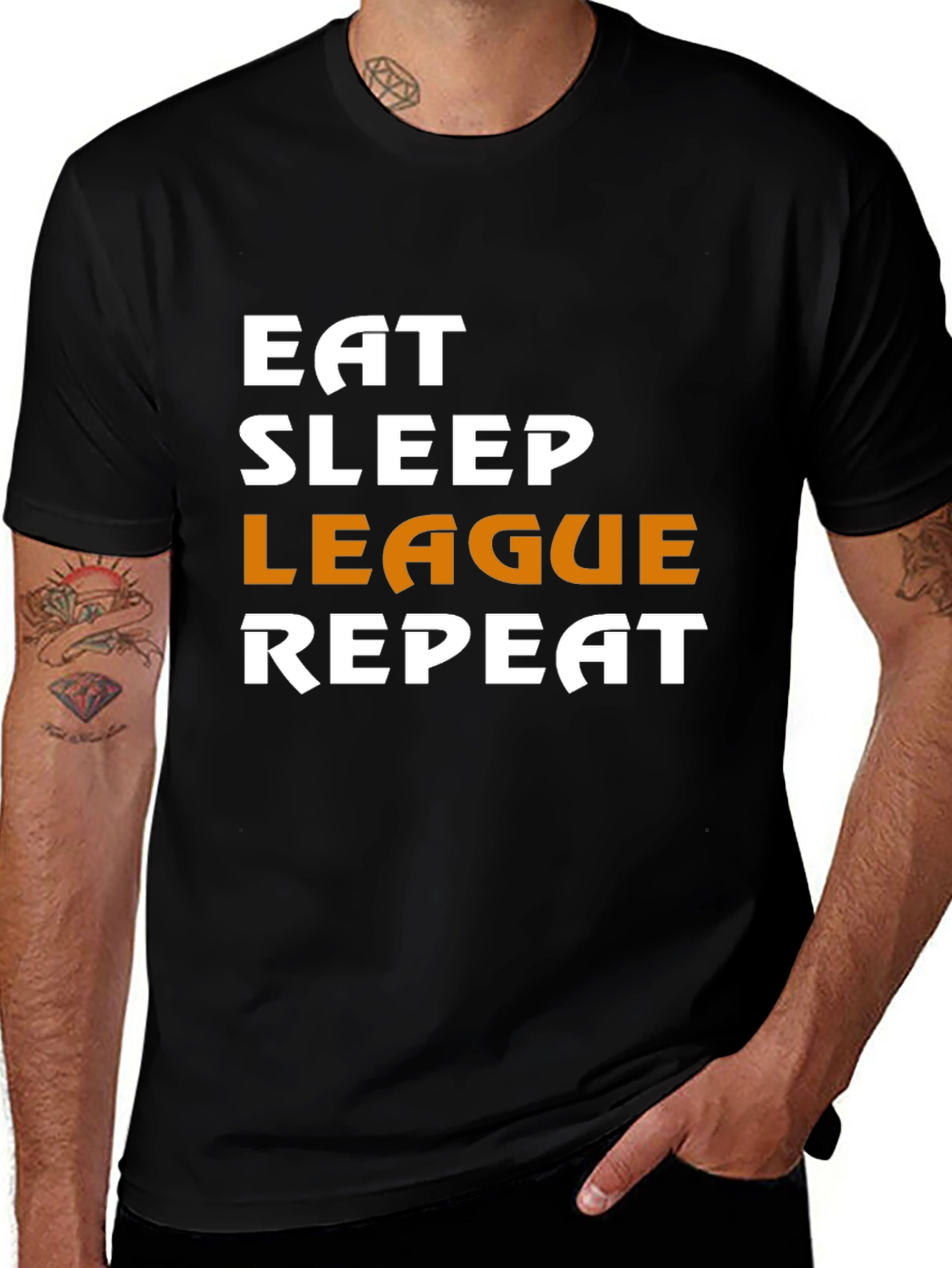 Eat Sleep League Repeat Black T-Shirt