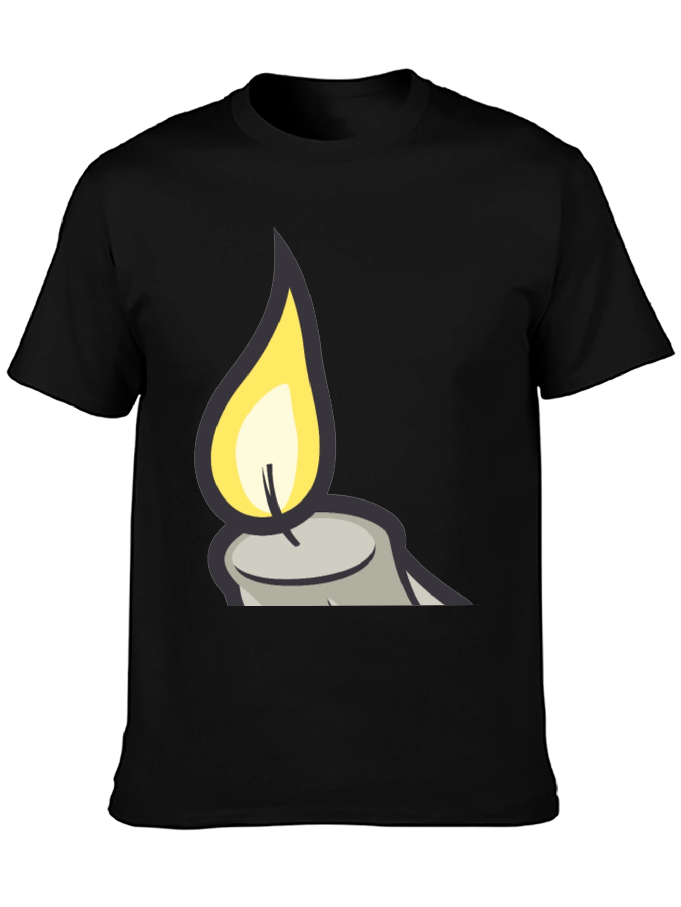Candle Flame Graphic Black T-Shirt