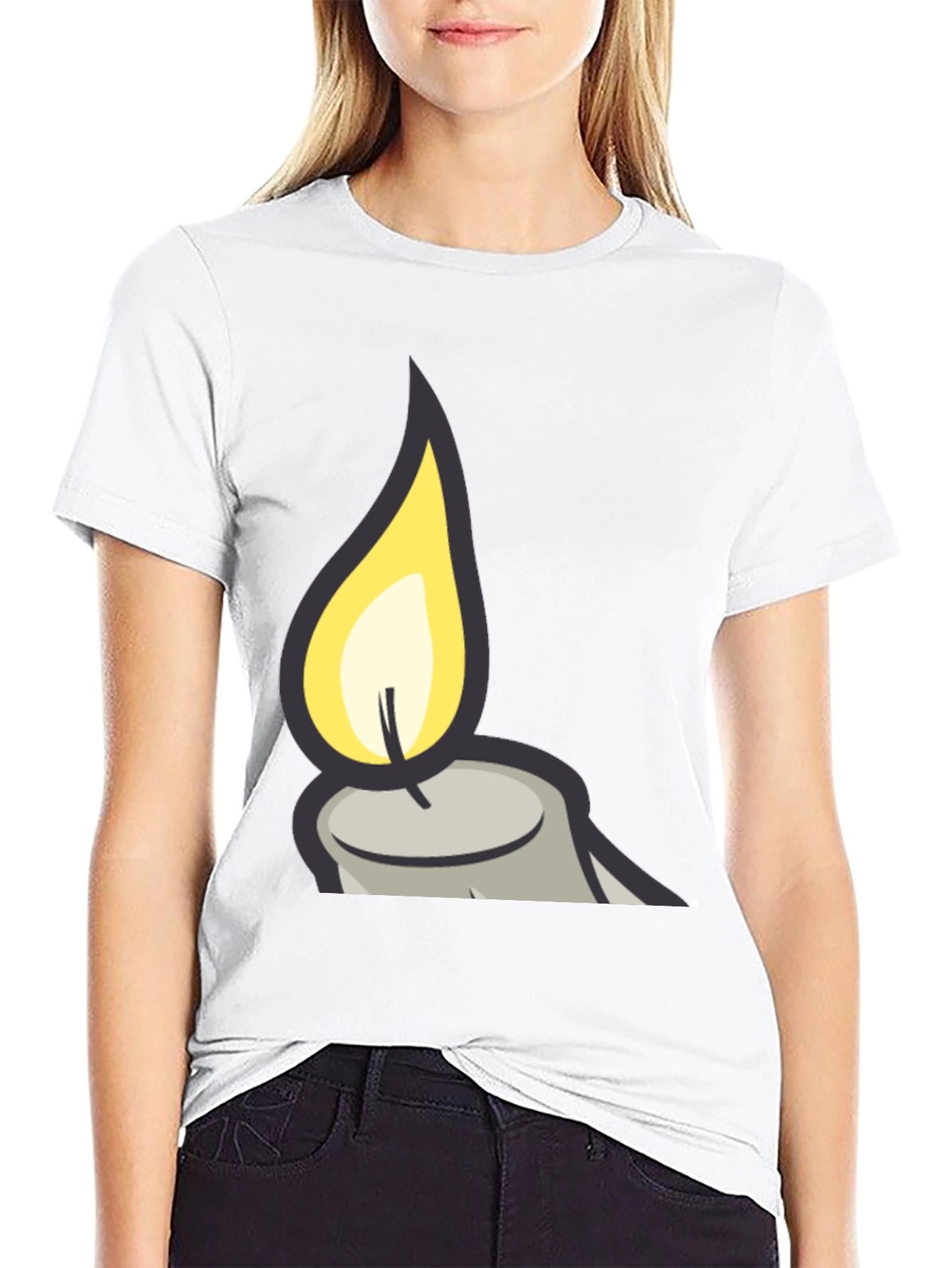 Candle Flame Graphic Black T-Shirt
