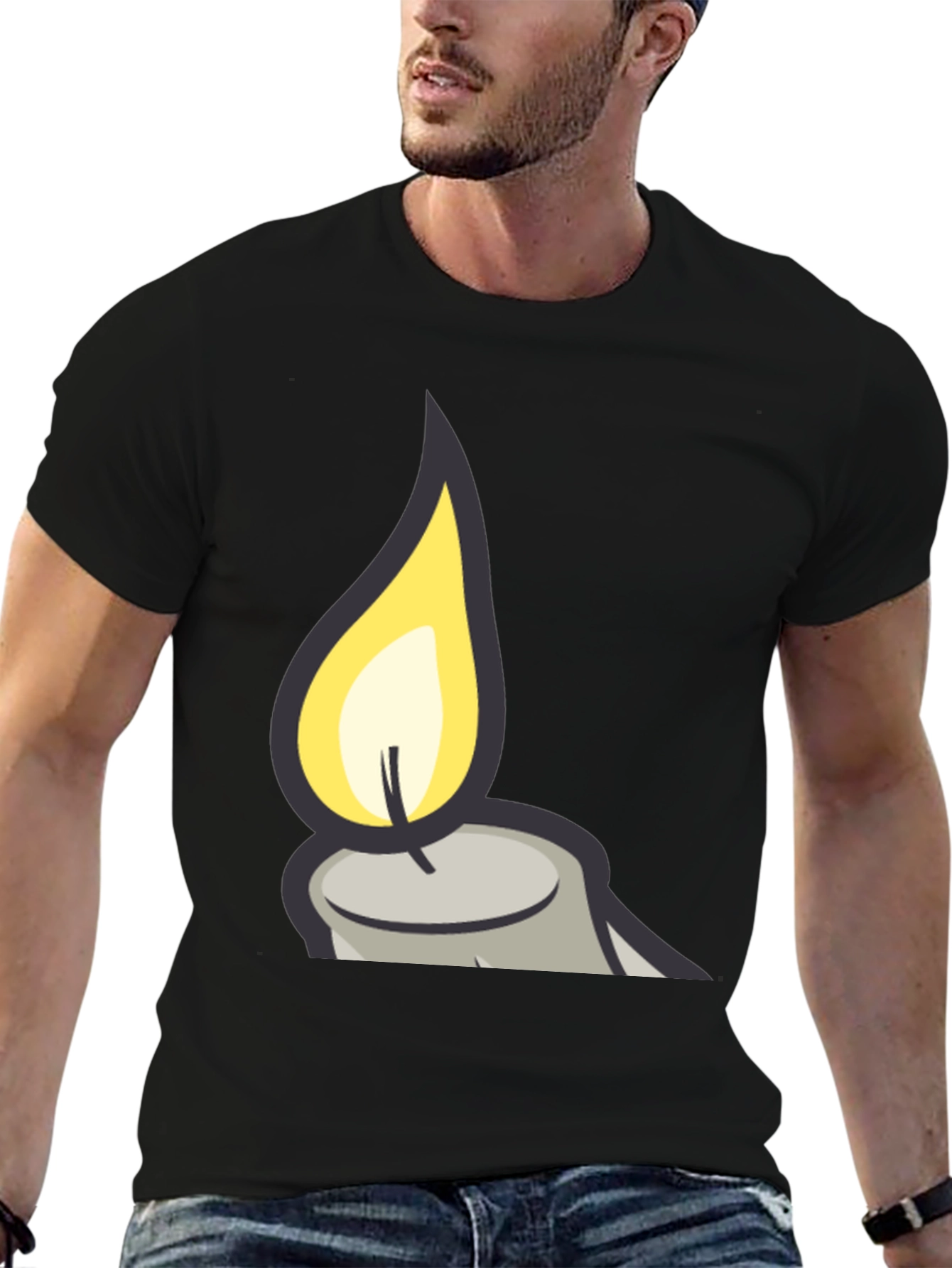 Candle Flame Graphic Black T-Shirt