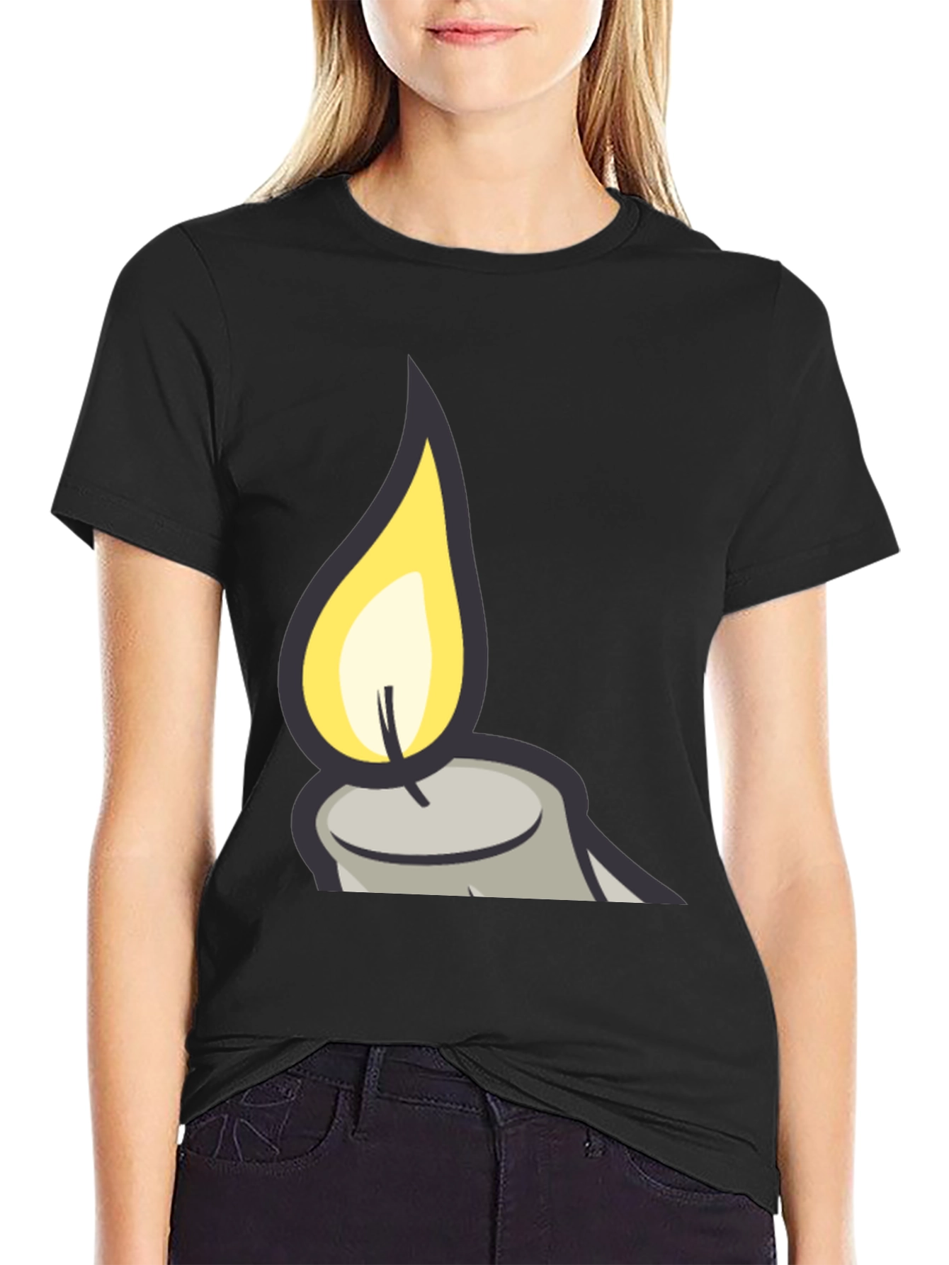 Candle Flame Graphic Black T-Shirt
