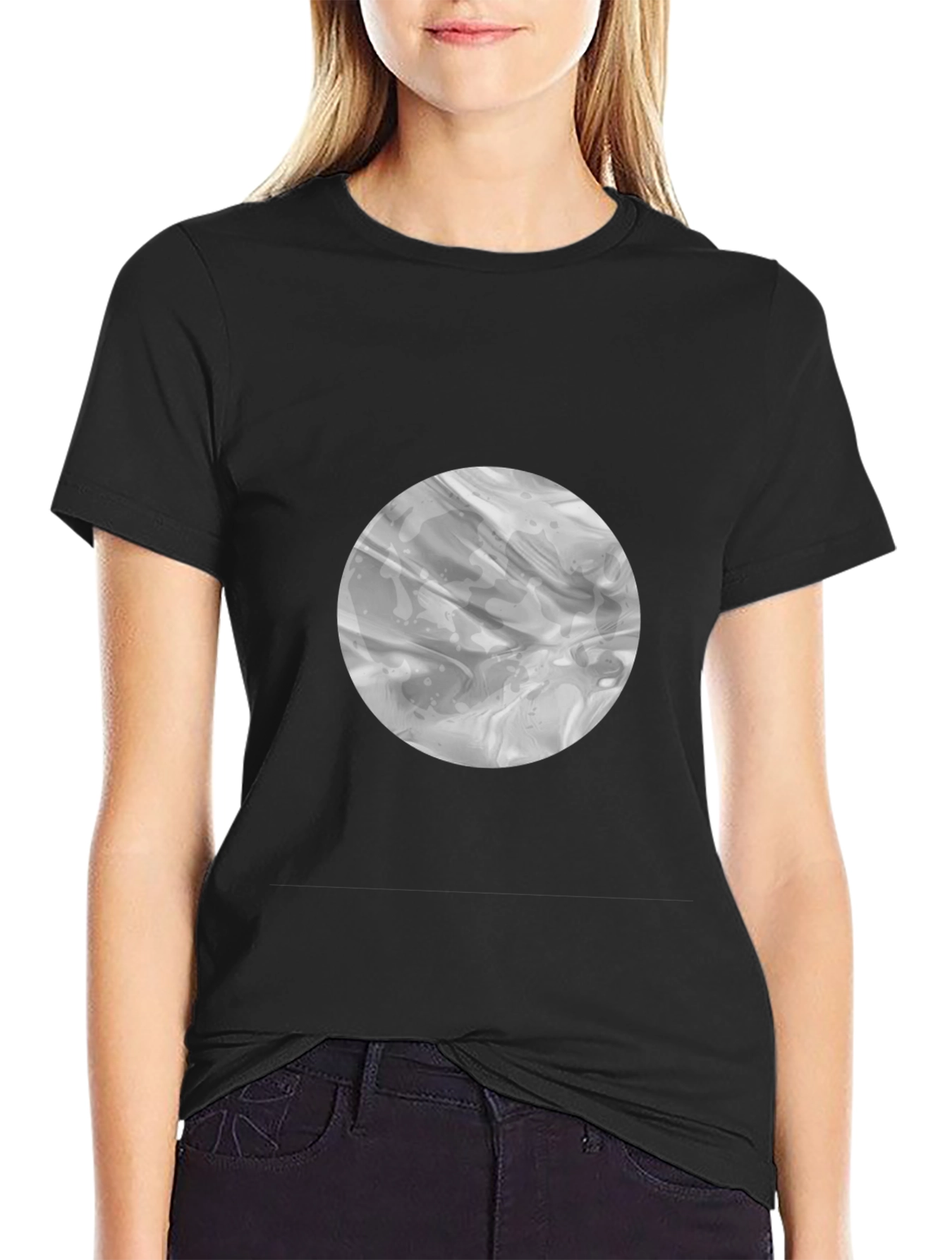 Abstract Circle Graphic Black T-Shirt