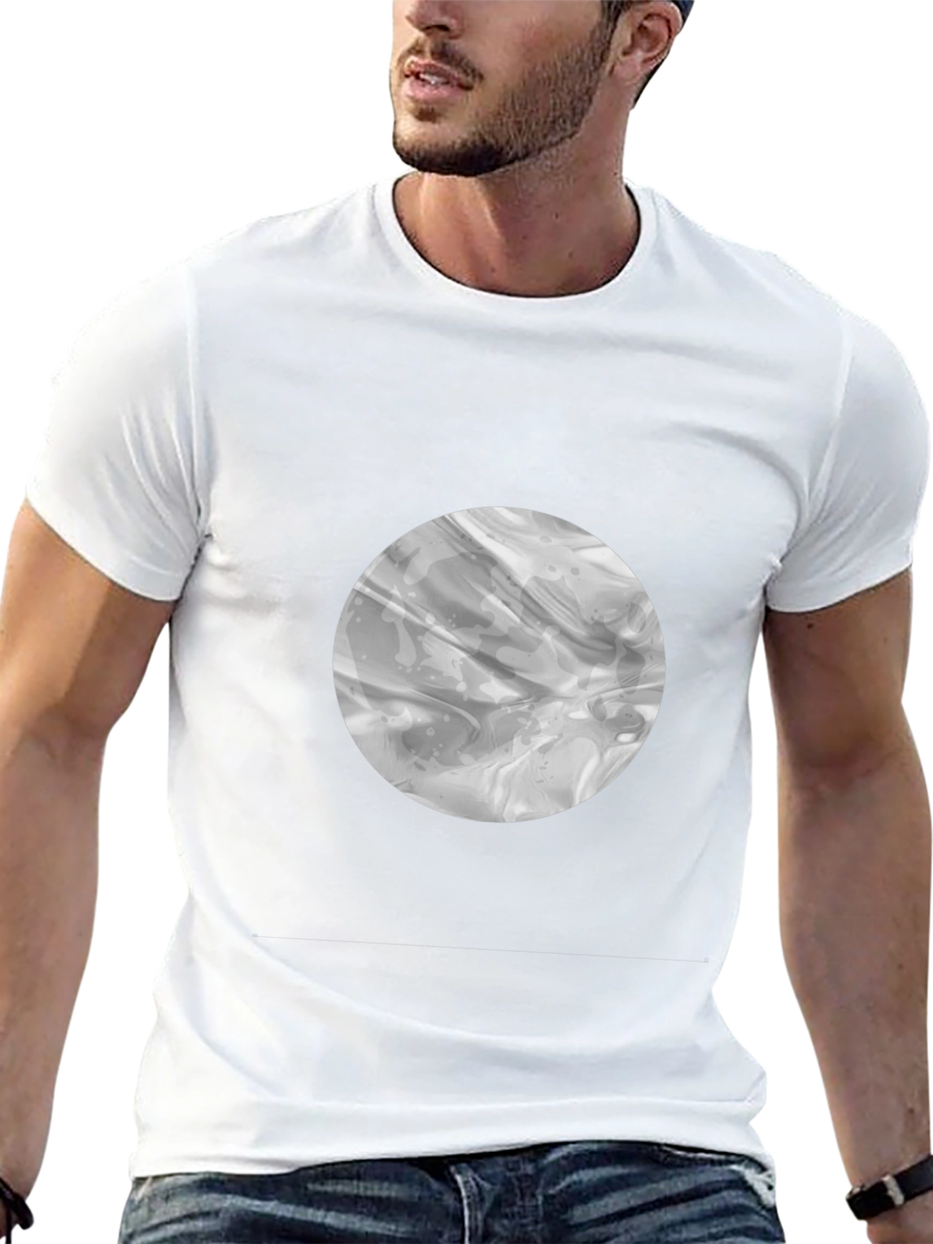 Abstract Circle Graphic Black T-Shirt