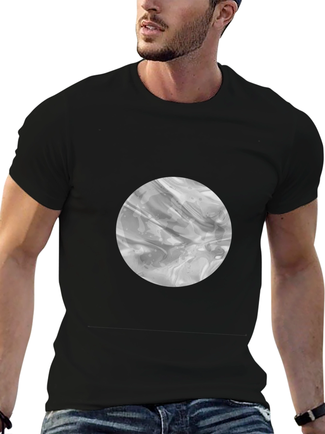 Abstract Circle Graphic Black T-Shirt