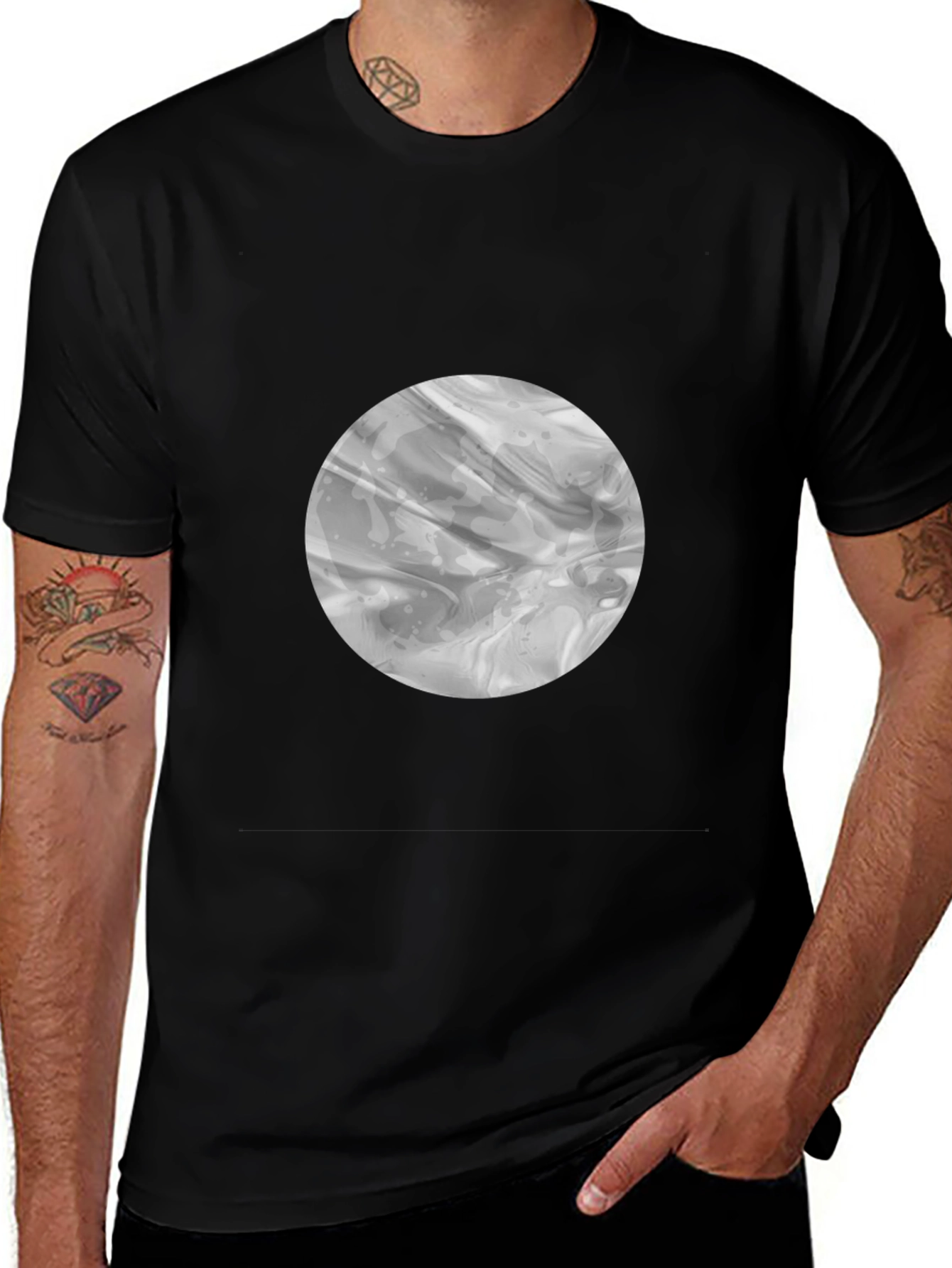 Abstract Circle Graphic Black T-Shirt