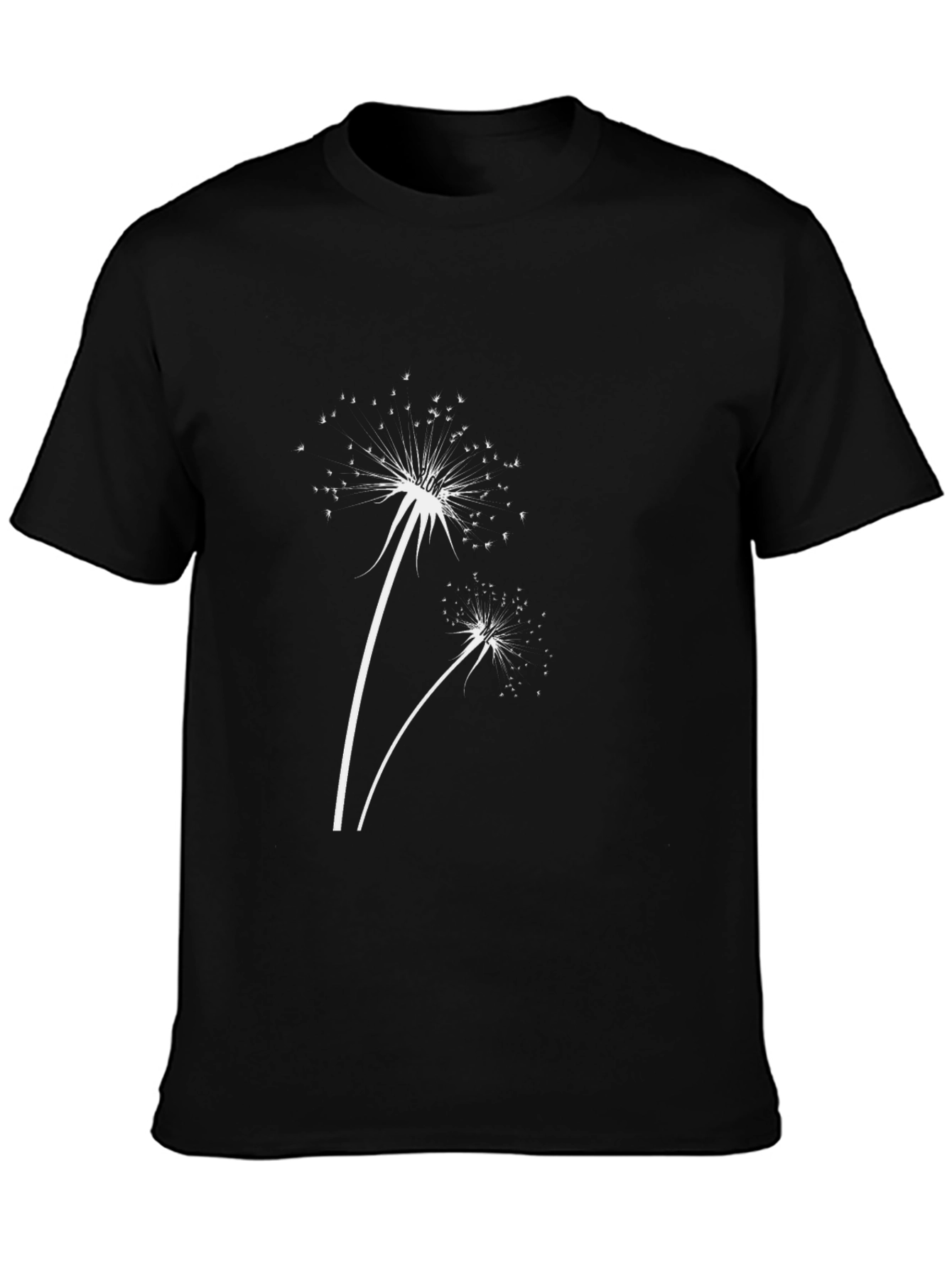 Dandelion Print Black T-Shirt - Stylish & Casual