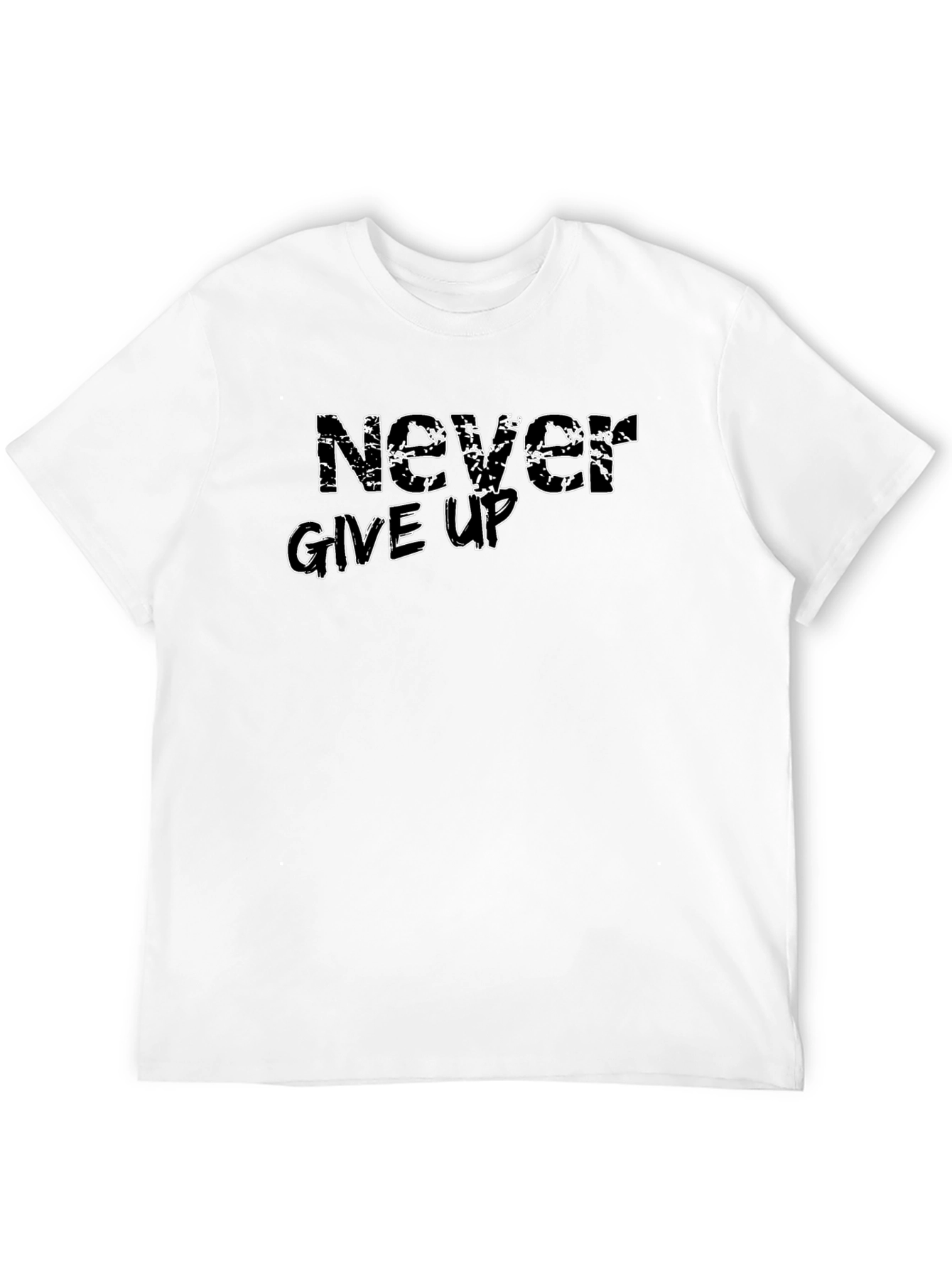 Never Give Up Black T-Shirt for Motivation