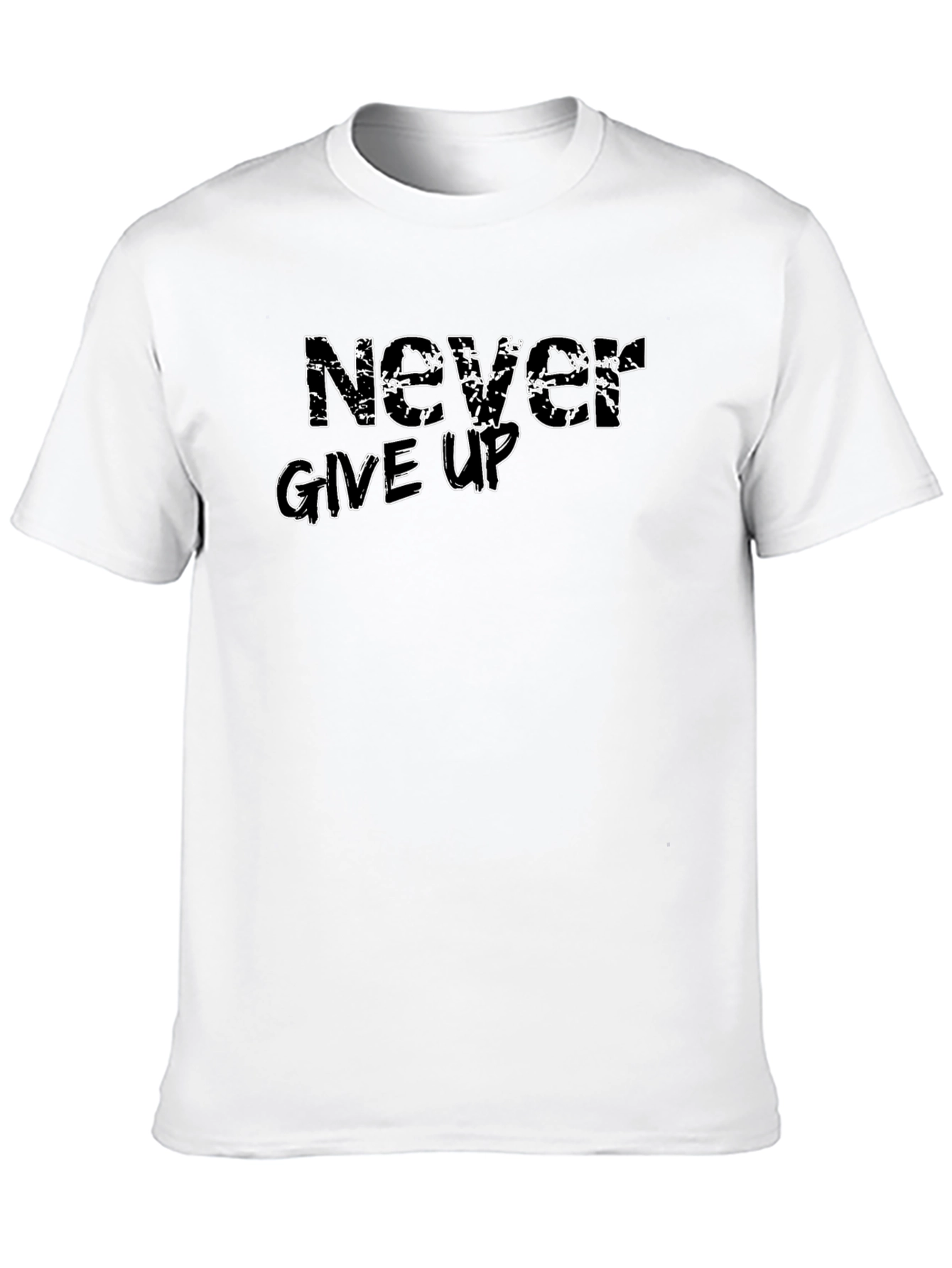 Never Give Up Black T-Shirt for Motivation