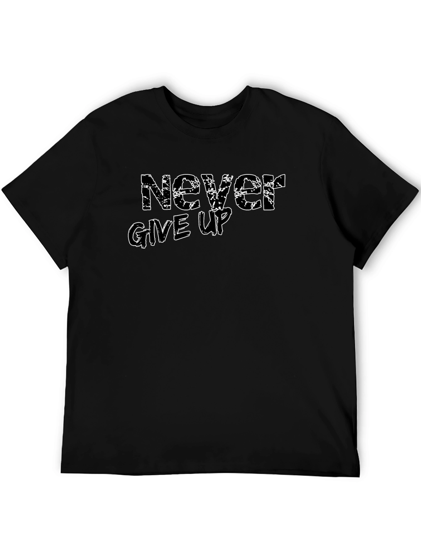Never Give Up Black T-Shirt for Motivation