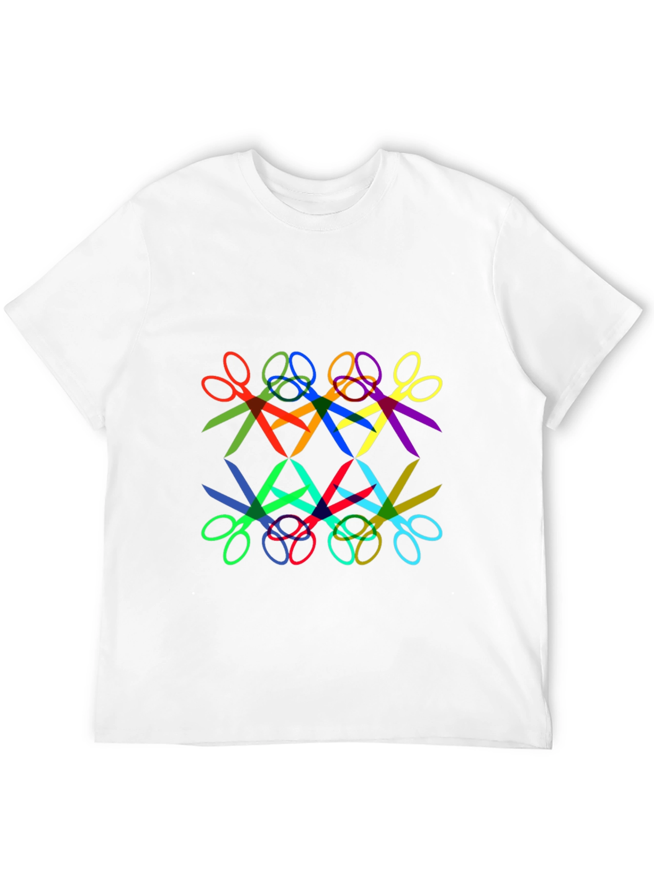 Abstract Geometric Scissors Pattern Black T-Shirt