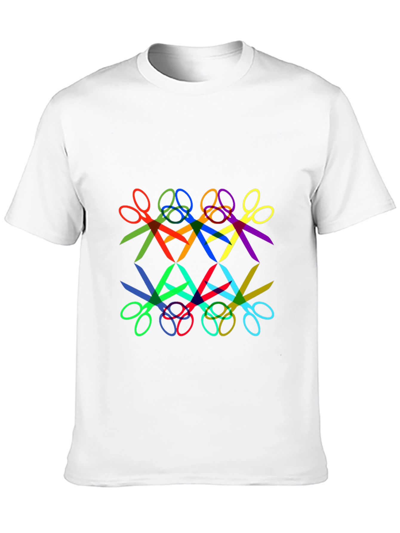 Abstract Geometric Scissors Pattern Black T-Shirt