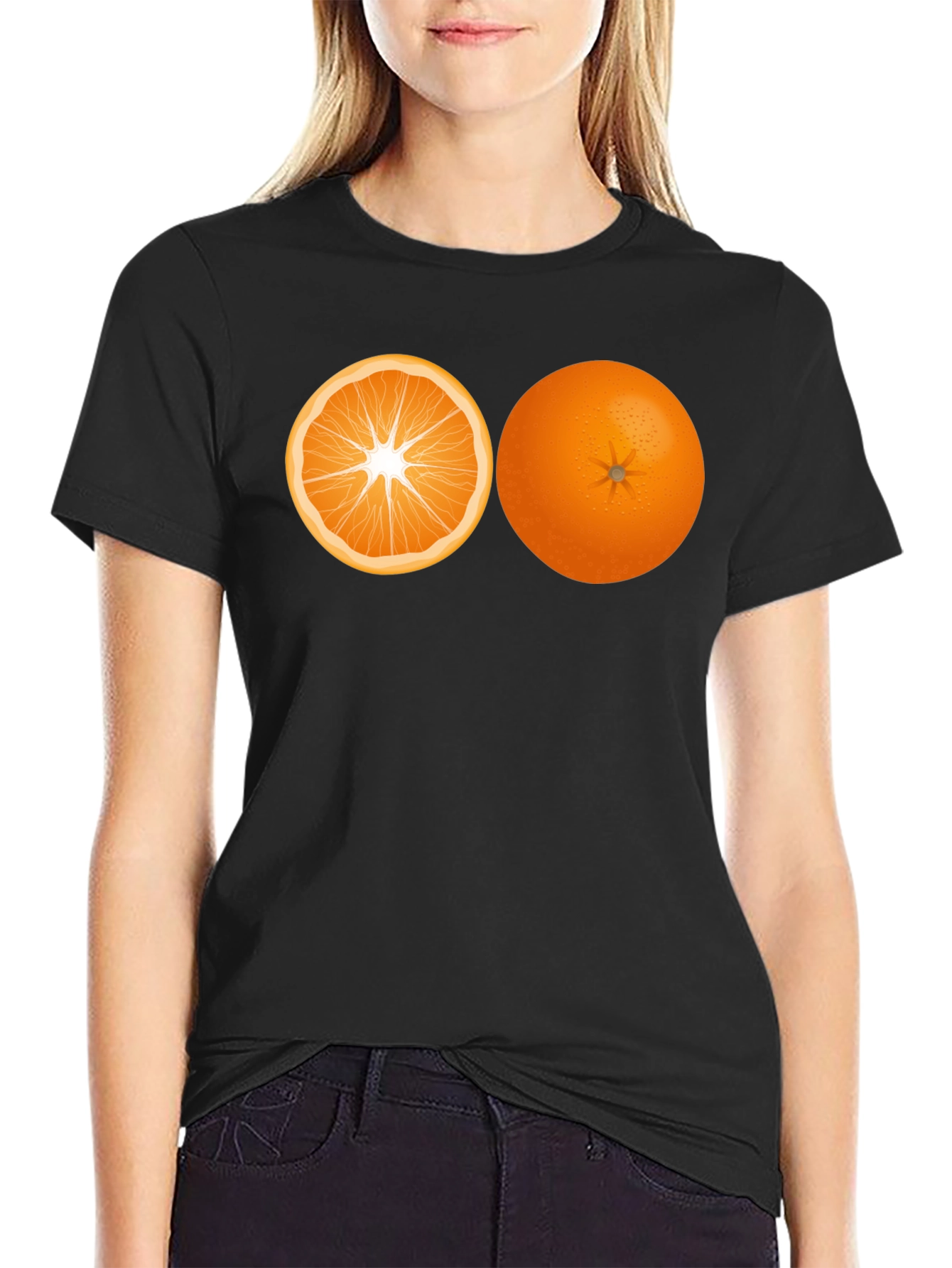 Orange Graphic T-Shirt - Fruit Design Tee