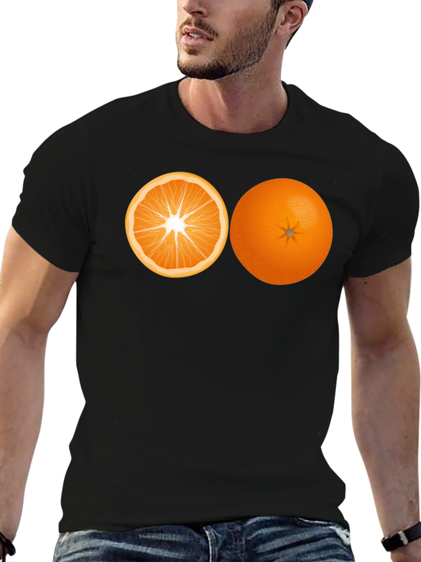 Orange Graphic T-Shirt - Fruit Design Tee