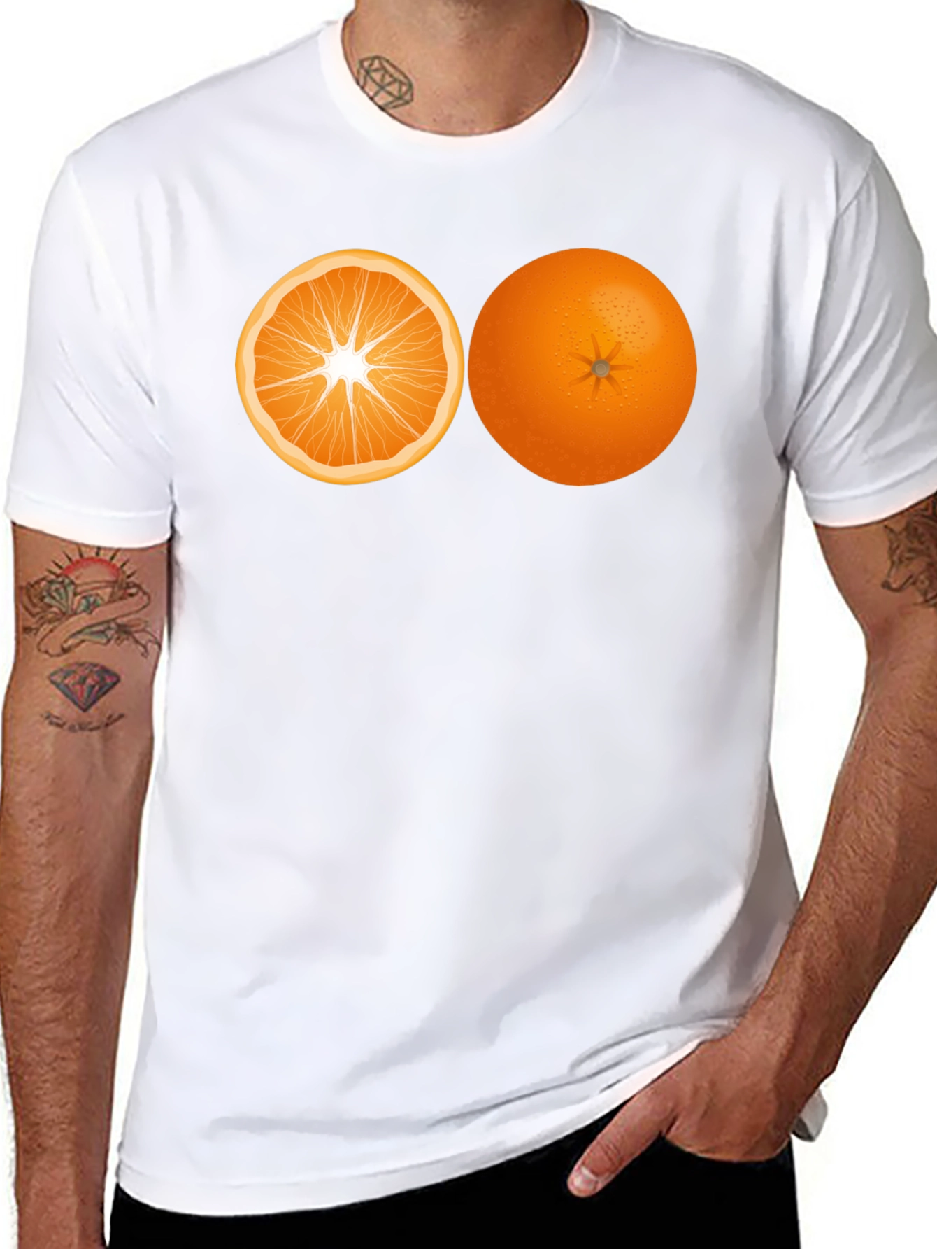 Orange Graphic T-Shirt - Fruit Design Tee