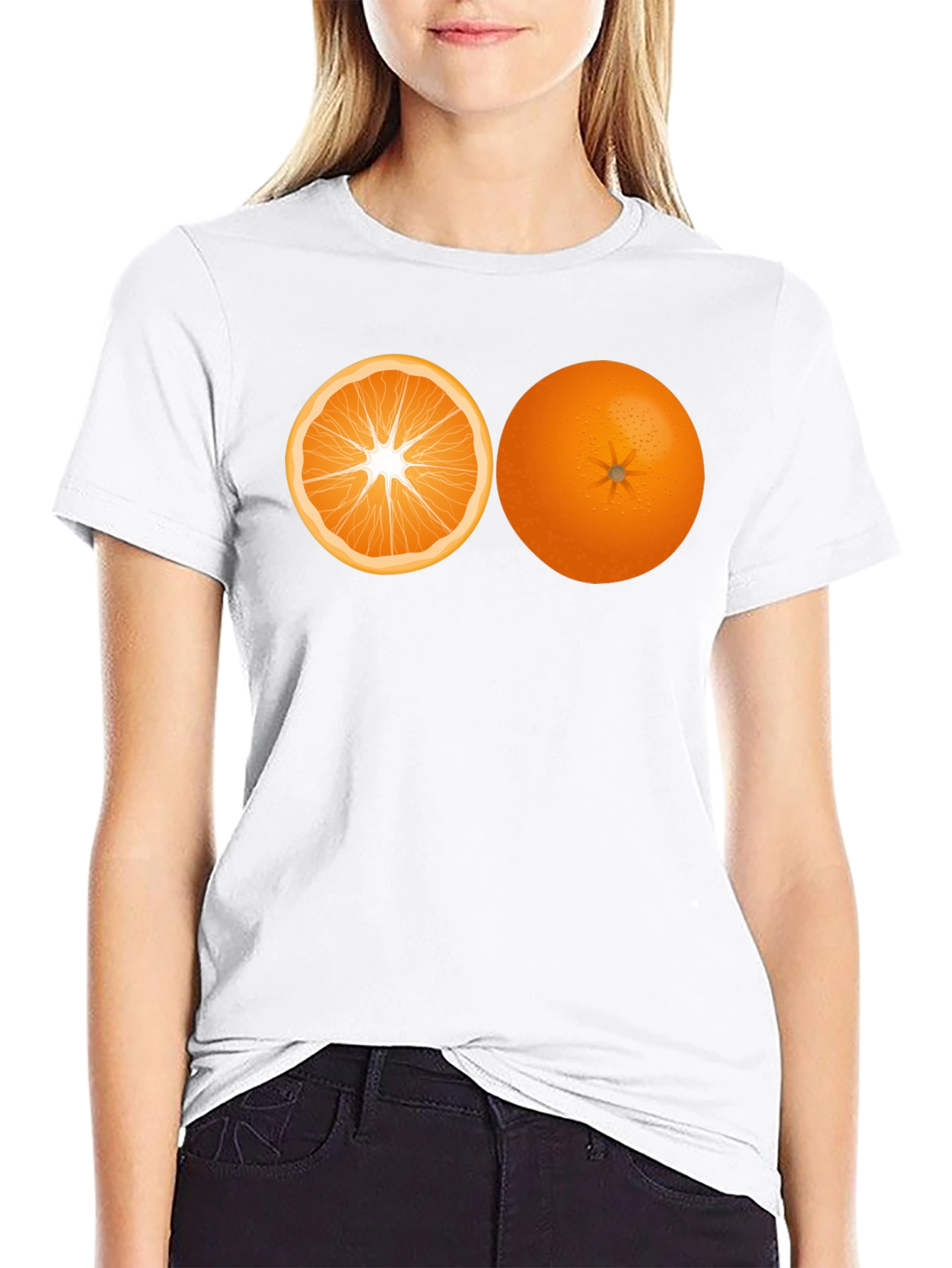 Orange Graphic T-Shirt - Fruit Design Tee