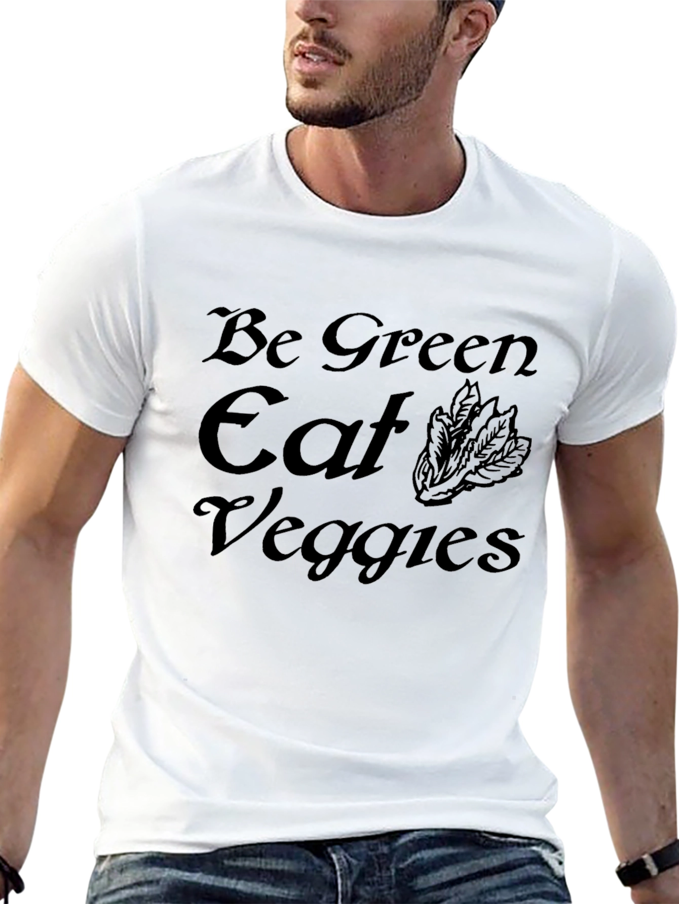 Be Green Eat Veggies Graphic Tee - Black