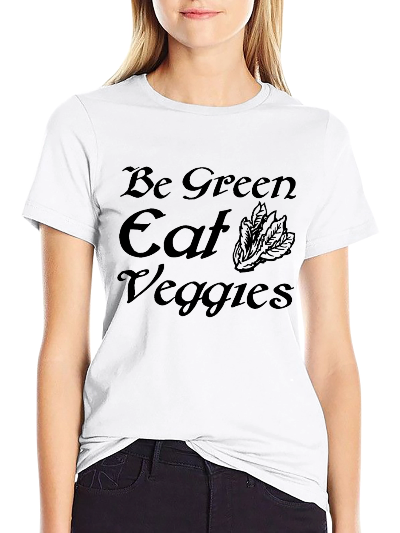 Be Green Eat Veggies Graphic Tee - Black