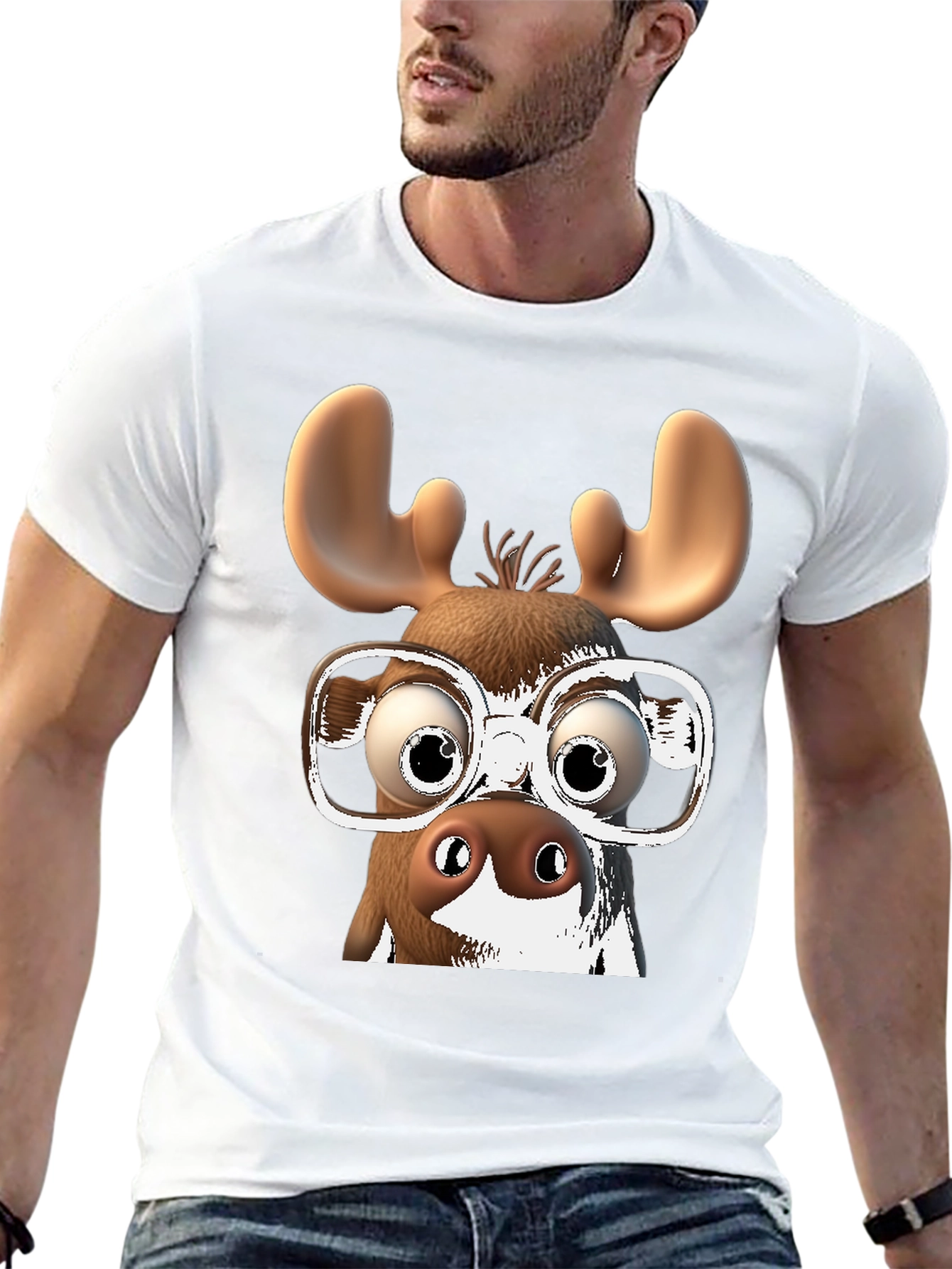 Funny Moose with Glasses Graphic Tee