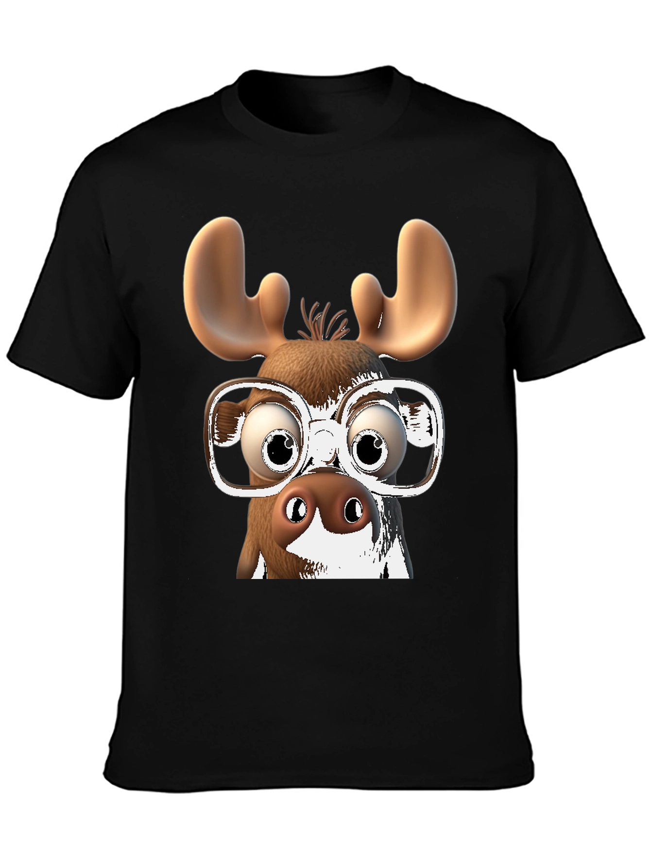 Funny Moose with Glasses Graphic Tee