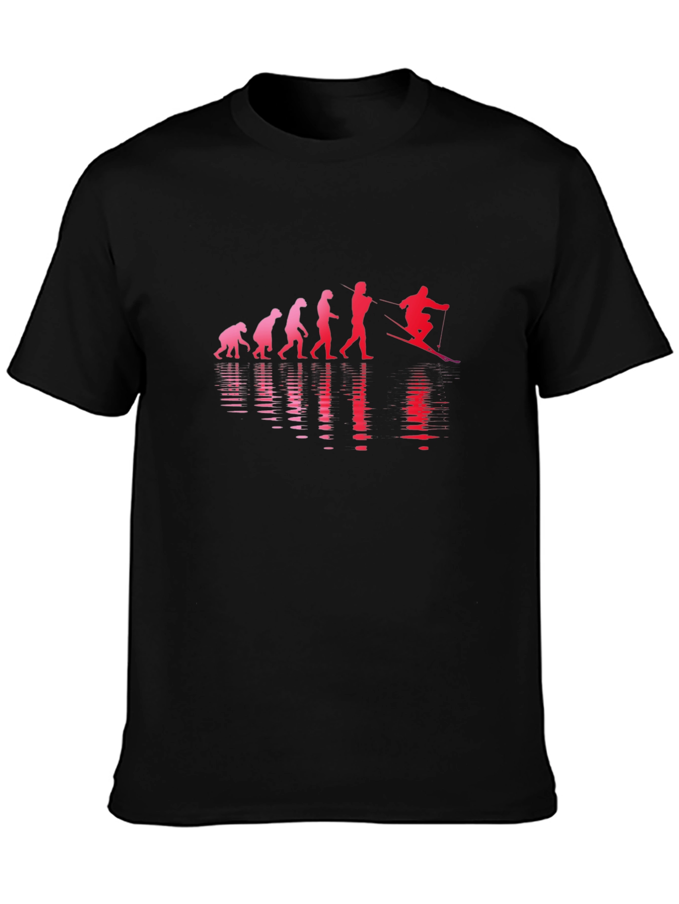 Evolution of Skiing Black T-Shirt