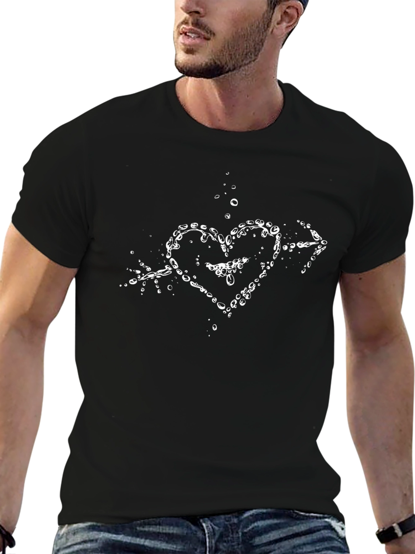 Heart Arrow Graphic Tee - Trendy Black T-Shirt