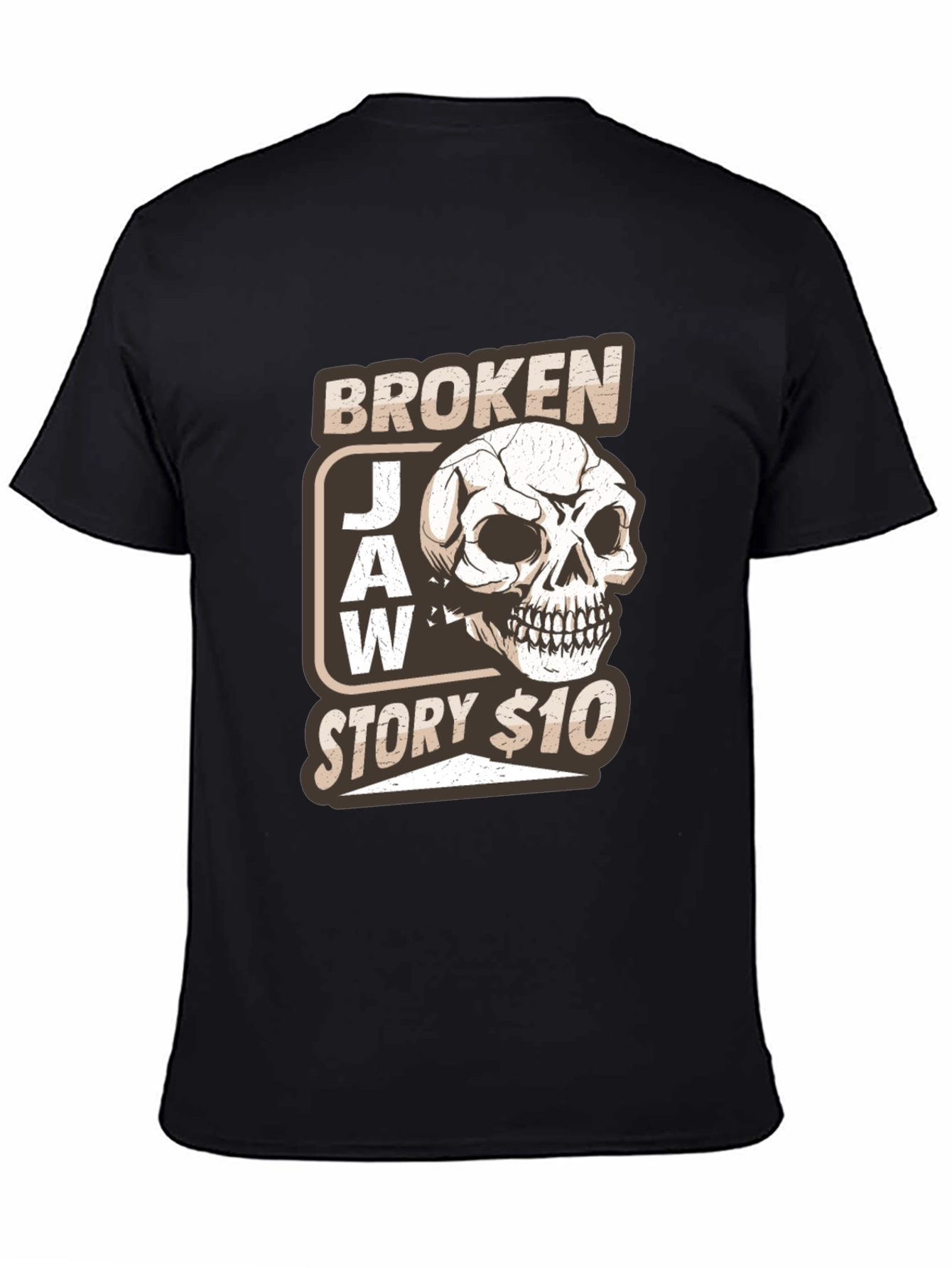 Broken Jaw Story Skull Graphic T-Shirt - Black