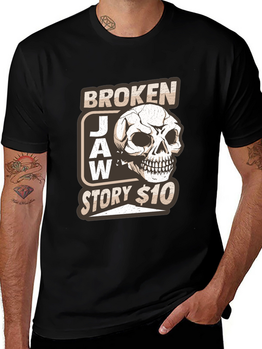 Broken Jaw Story Skull Graphic T-Shirt - Black