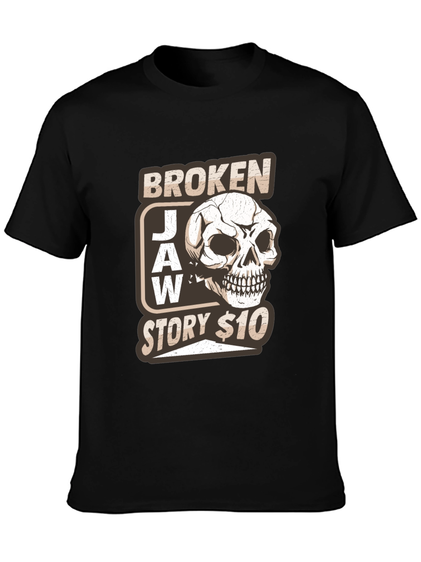 Broken Jaw Story Skull Graphic T-Shirt - Black