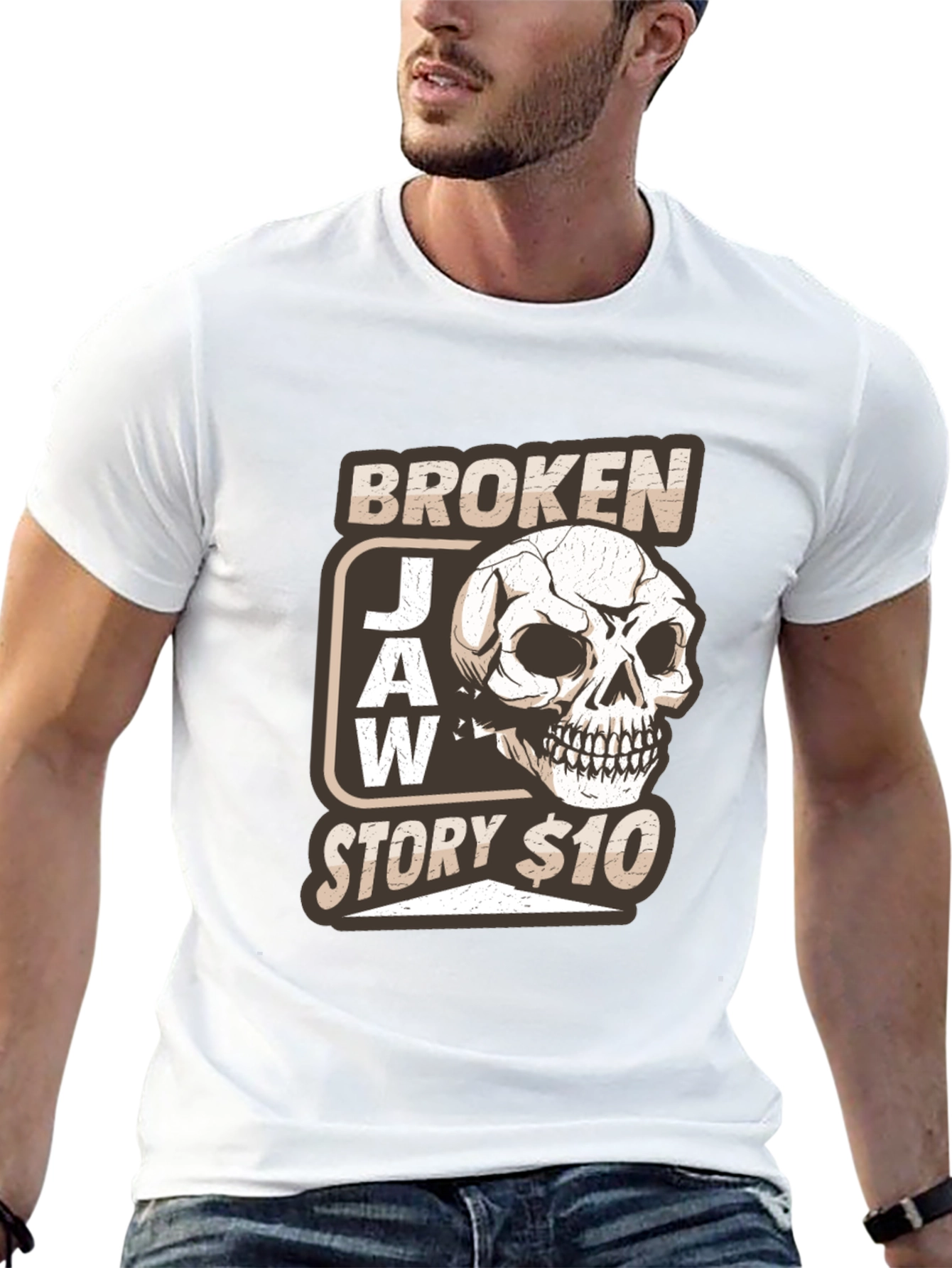 Broken Jaw Story Skull Graphic T-Shirt - Black