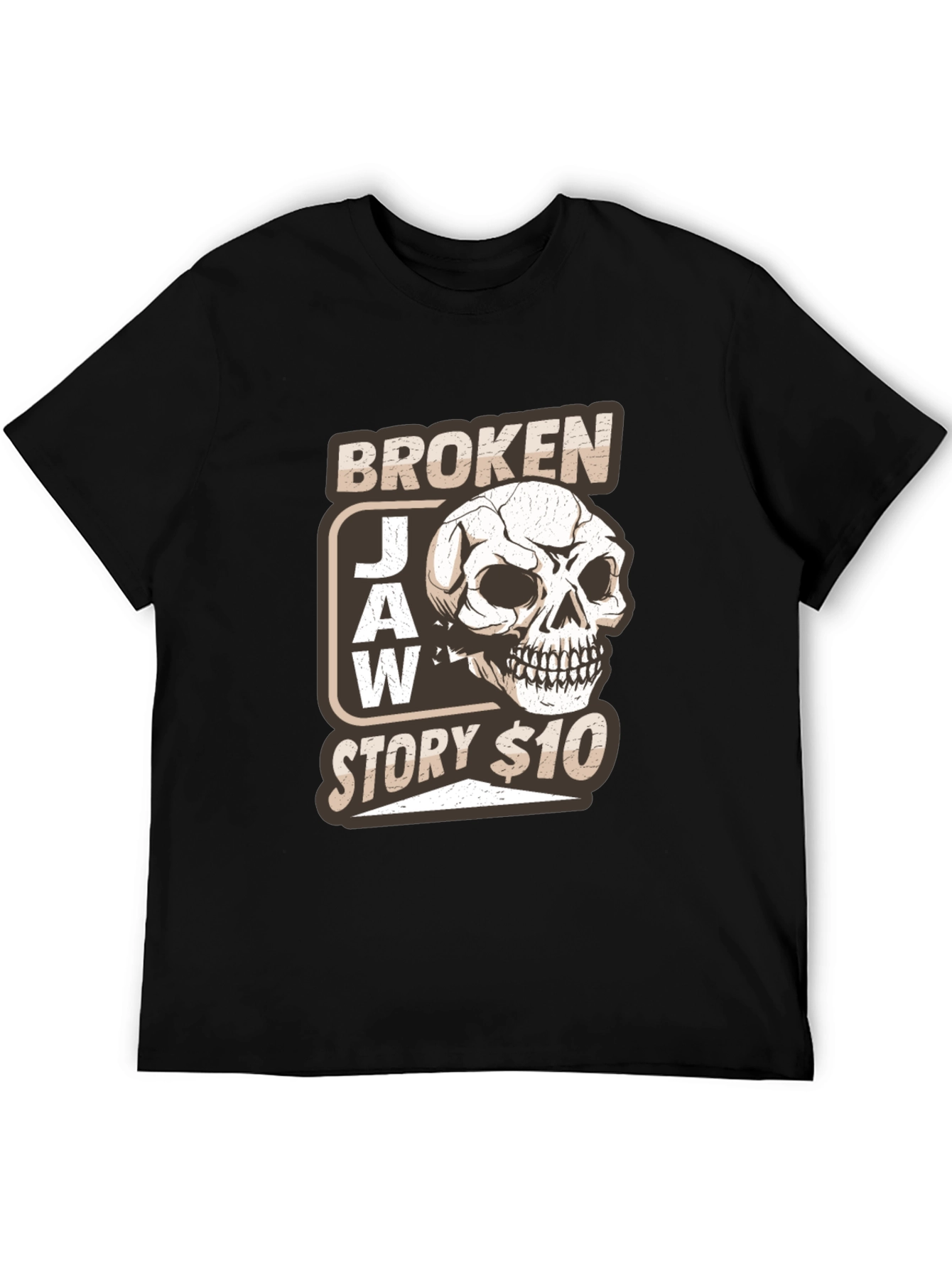 Broken Jaw Story Skull Graphic T-Shirt - Black