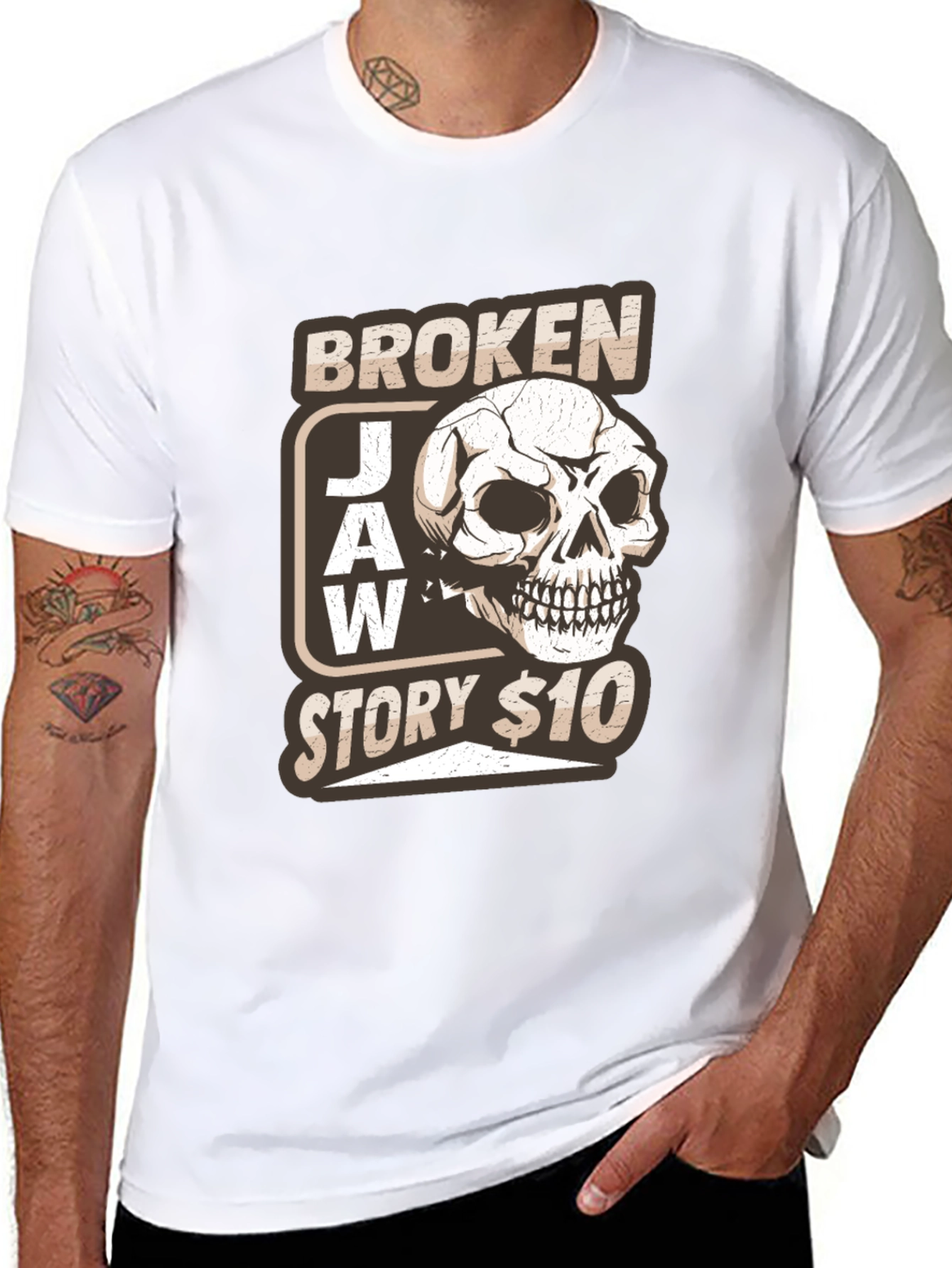 Broken Jaw Story Skull Graphic T-Shirt - Black