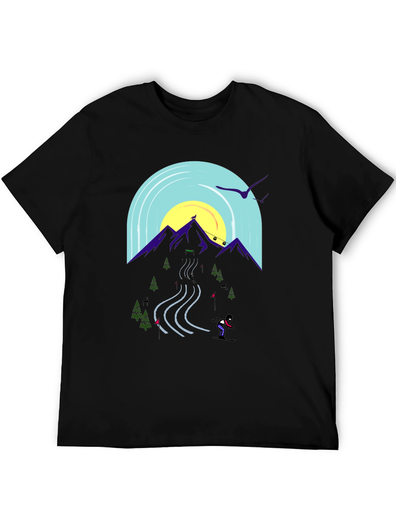 Mountain Ski Scene Graphic Tee