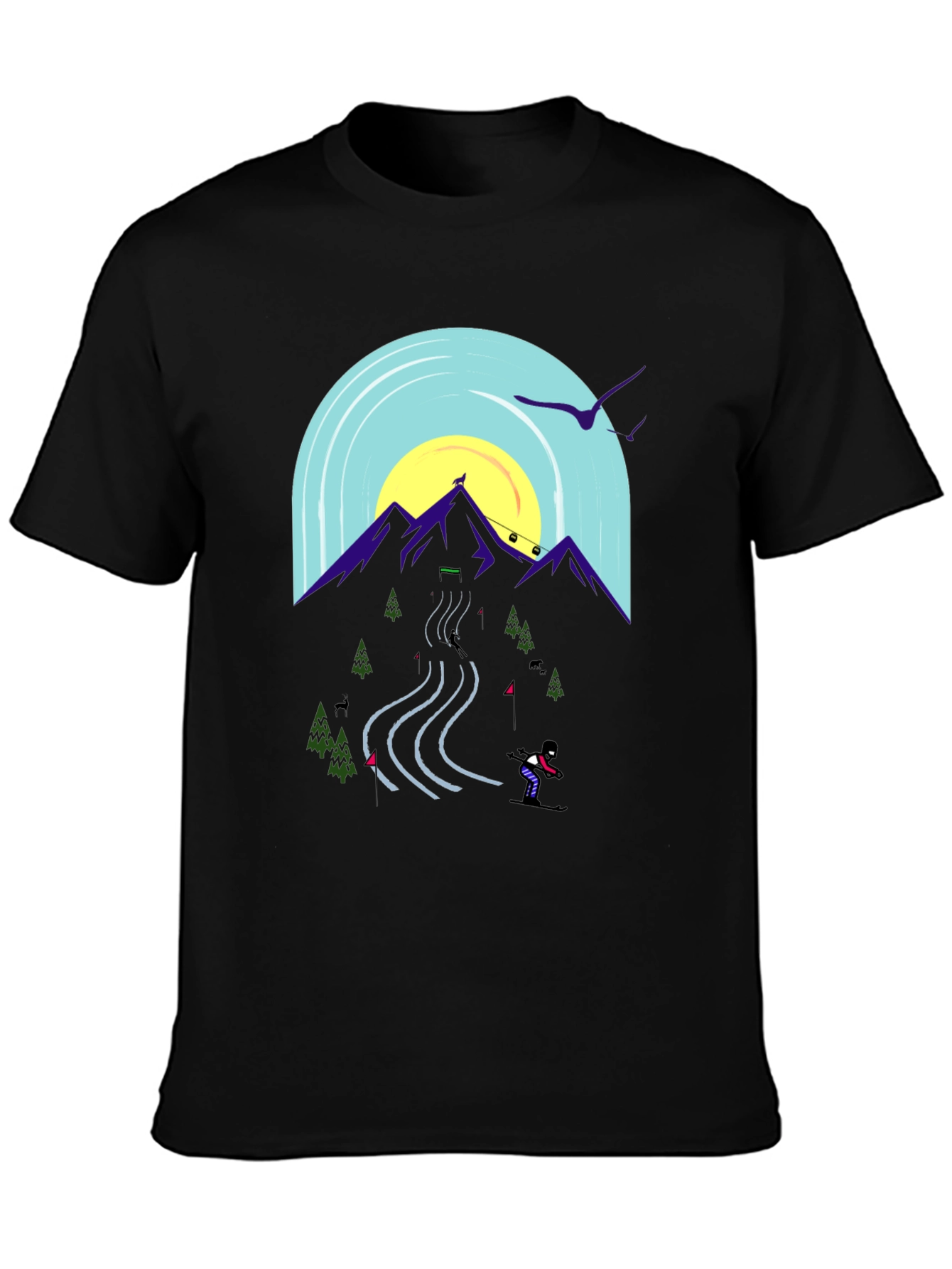 Mountain Ski Scene Graphic Tee