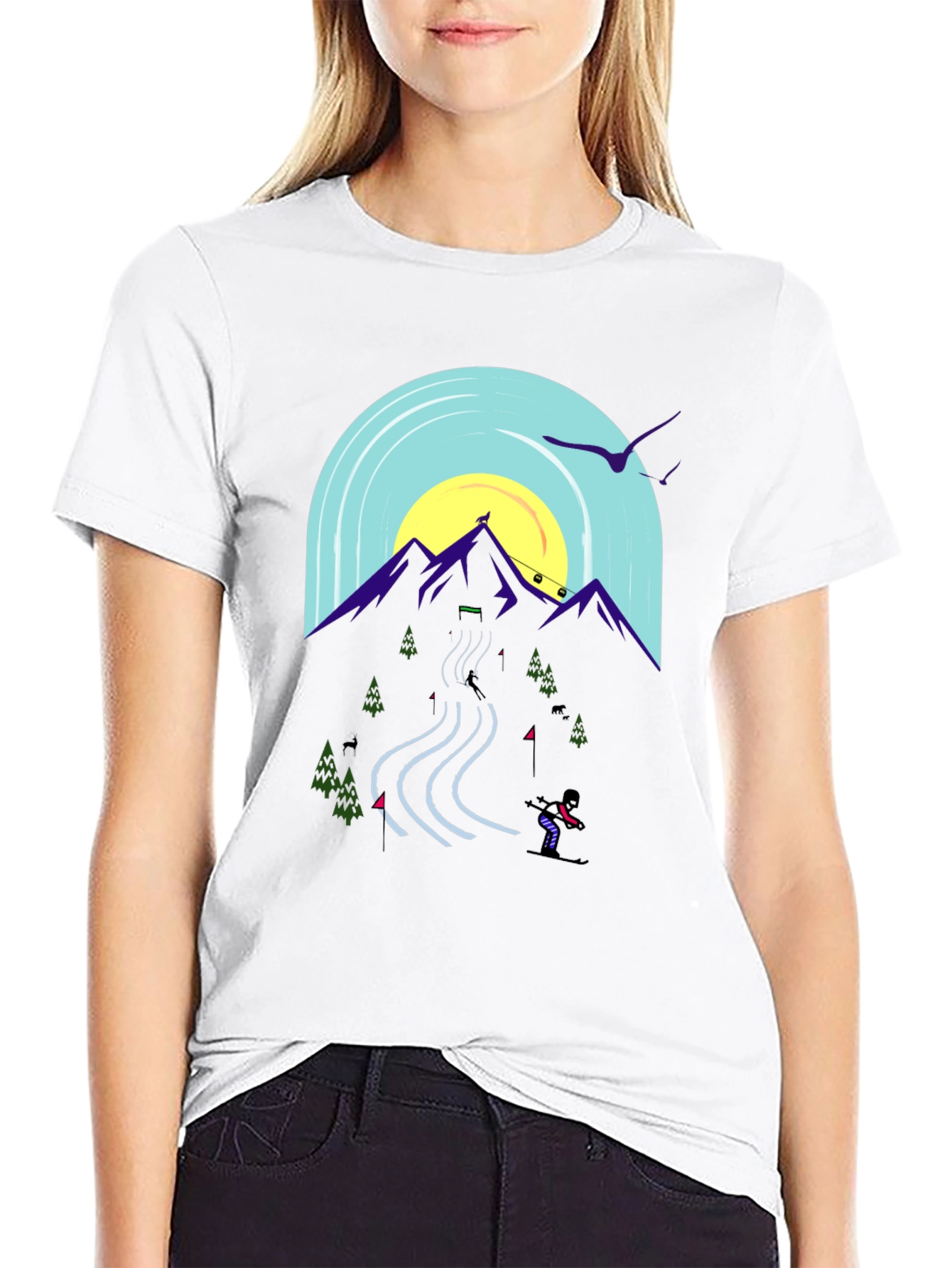 Mountain Ski Scene Graphic Tee