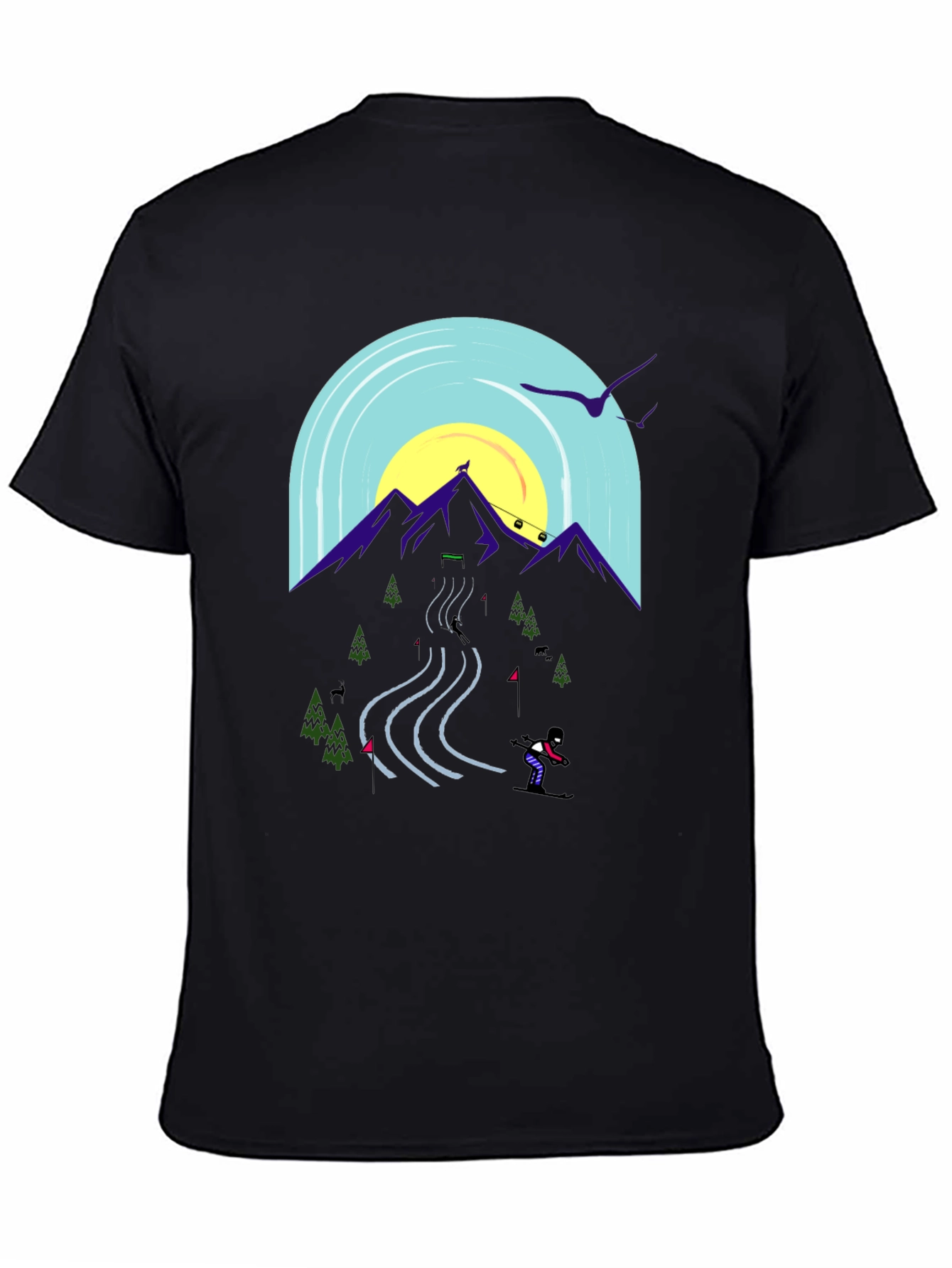 Mountain Ski Scene Graphic Tee