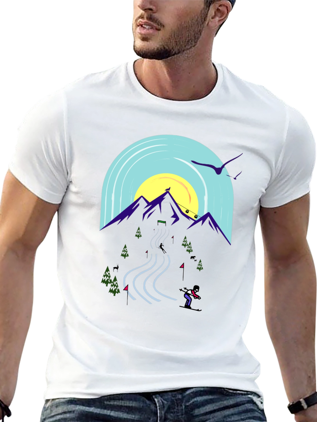 Mountain Ski Scene Graphic Tee