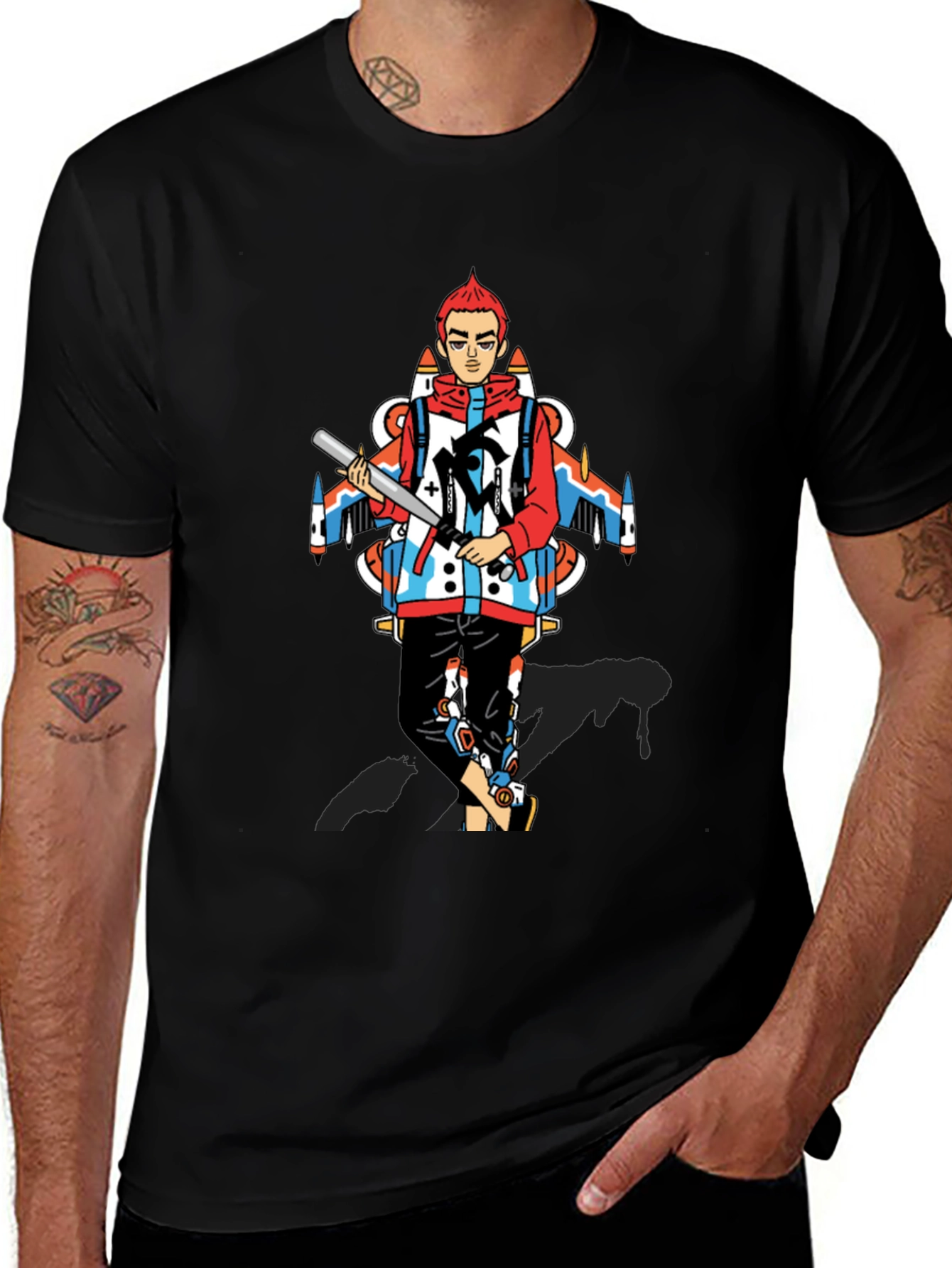 Edgy Graphic Print Crew Neck T-Shirt
