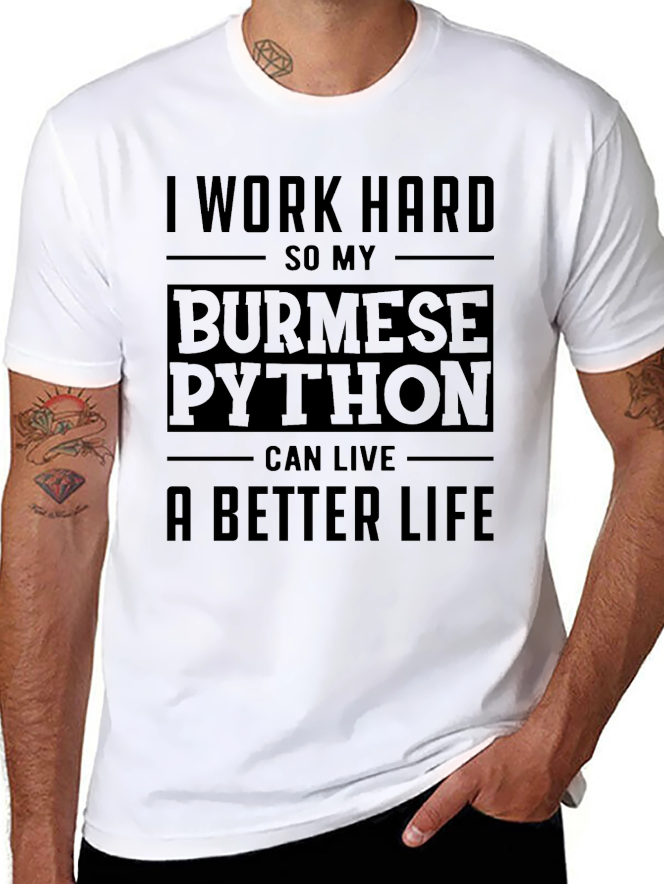 I Work Hard Burmese Python T-Shirt