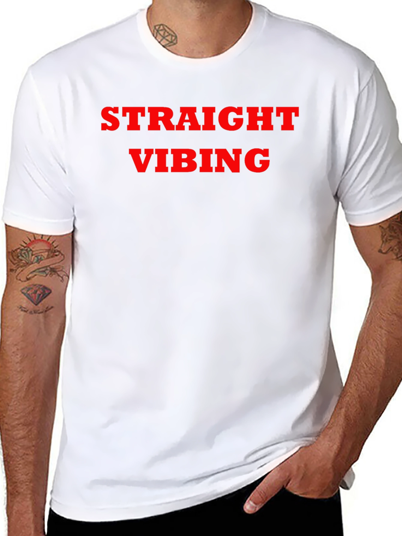 Straight Vibing Graphic Tee - Black Cotton Blend Shirt