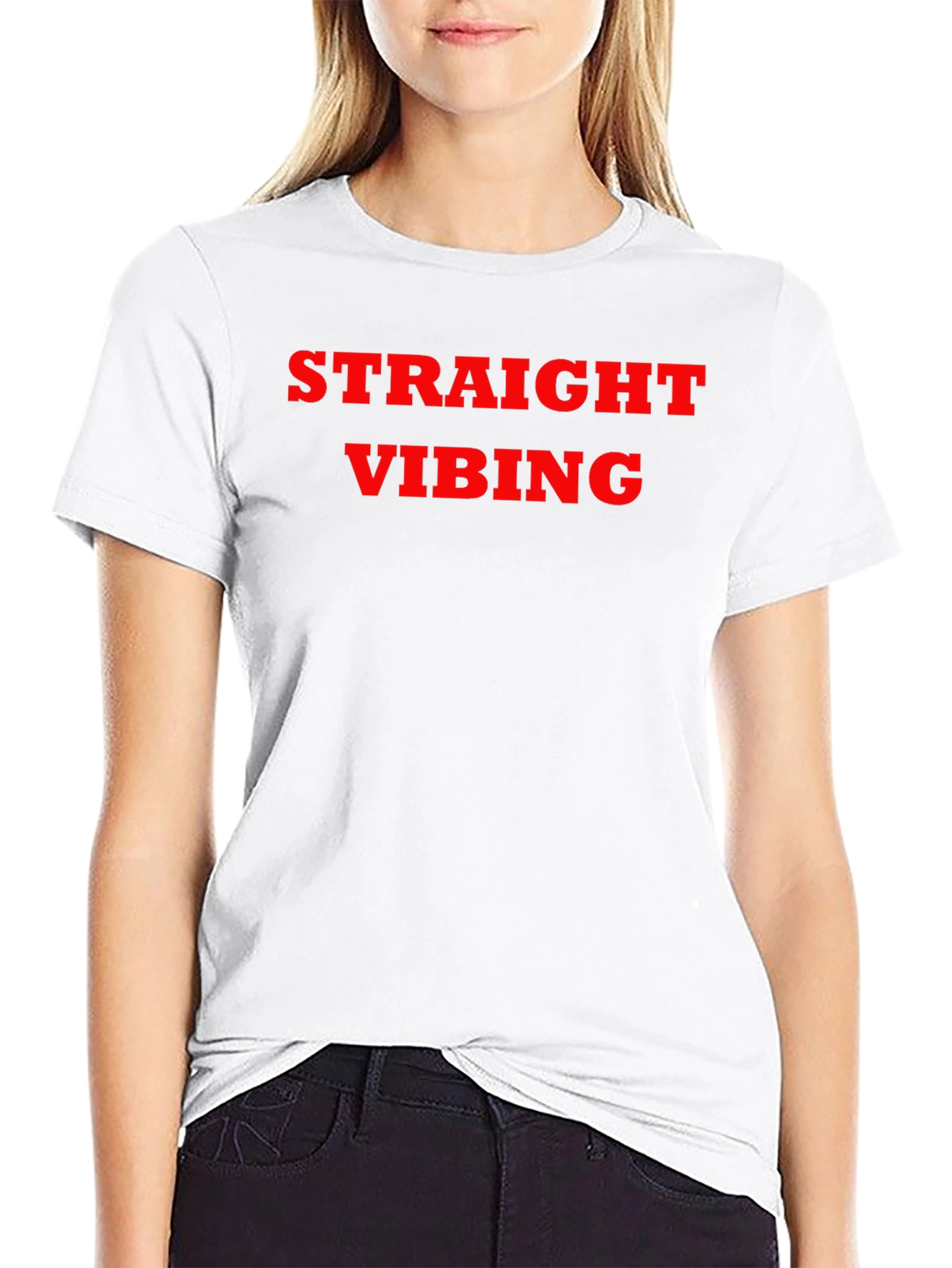Straight Vibing Graphic Tee - Black Cotton Blend Shirt