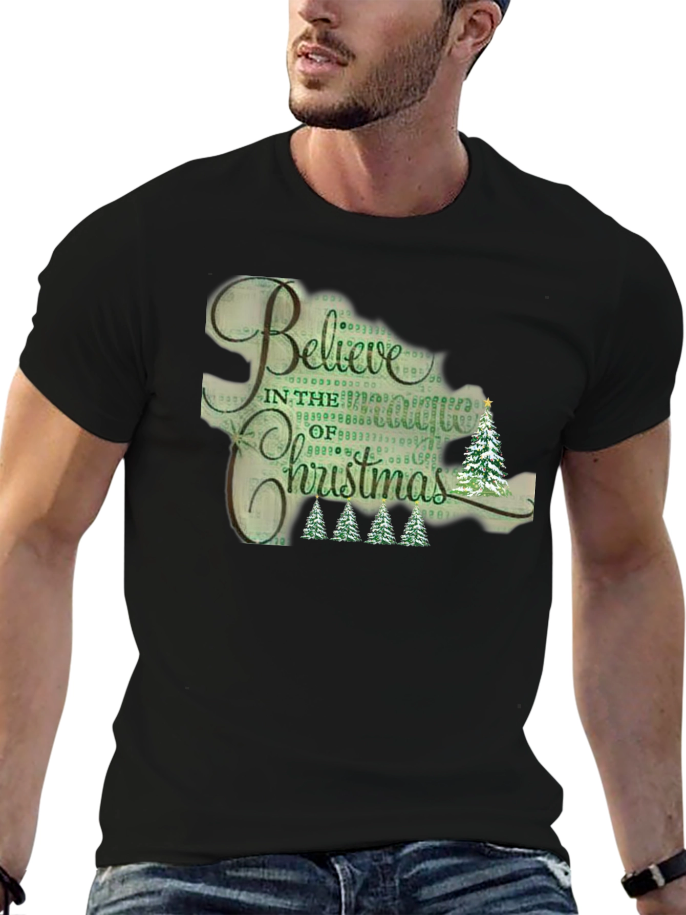 Believe Christmas Graphic Tee - Black T-Shirt