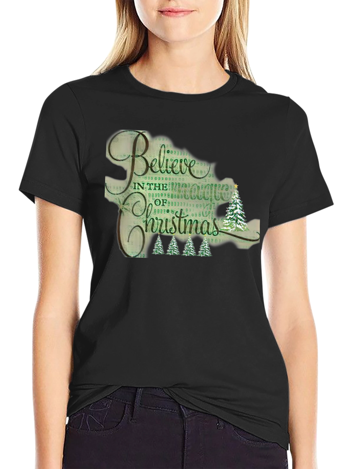 Believe Christmas Graphic Tee - Black T-Shirt