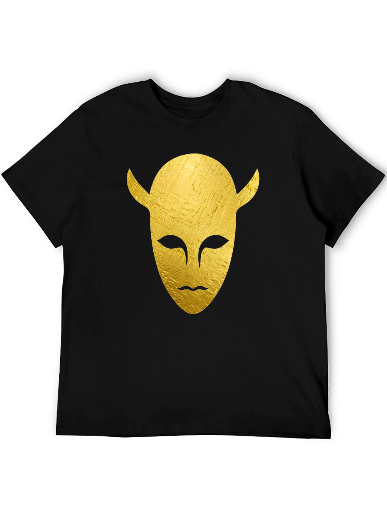 Golden Horned Mask Graphic Tee - Black T-Shirt