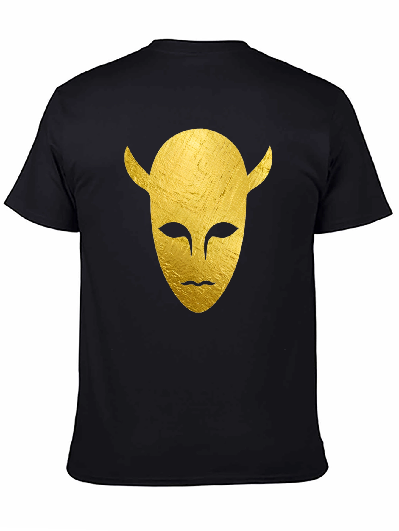 Golden Horned Mask Graphic Tee - Black T-Shirt