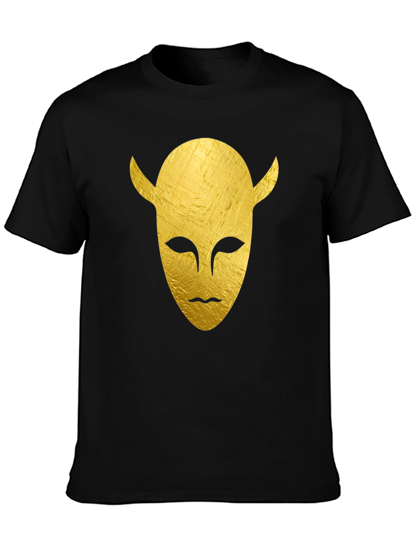Golden Horned Mask Graphic Tee - Black T-Shirt