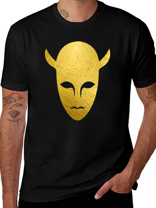 Golden Horned Mask Graphic Tee - Black T-Shirt