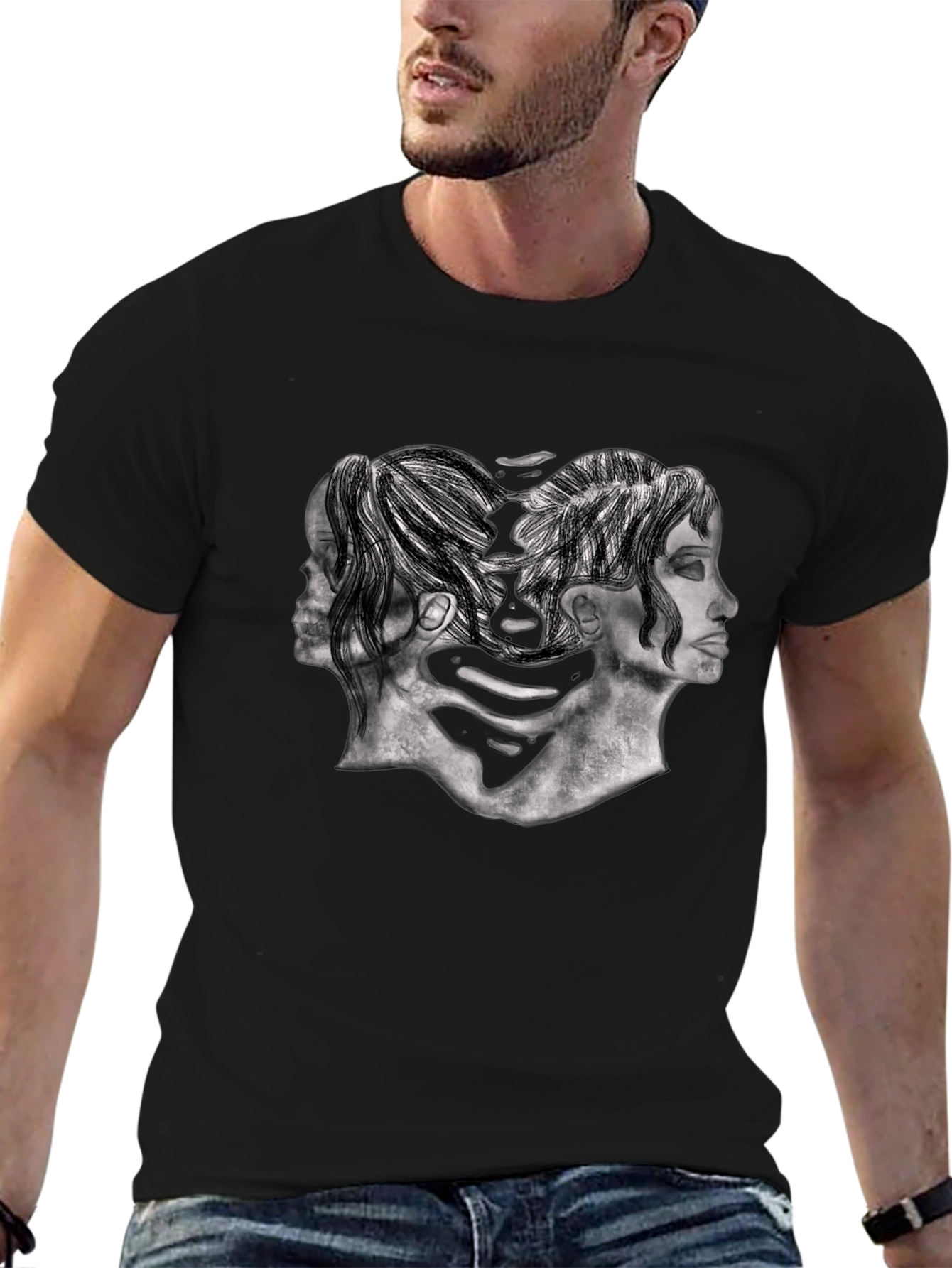 Two-Faced Graphic Tee - Mens Black T-Shirt