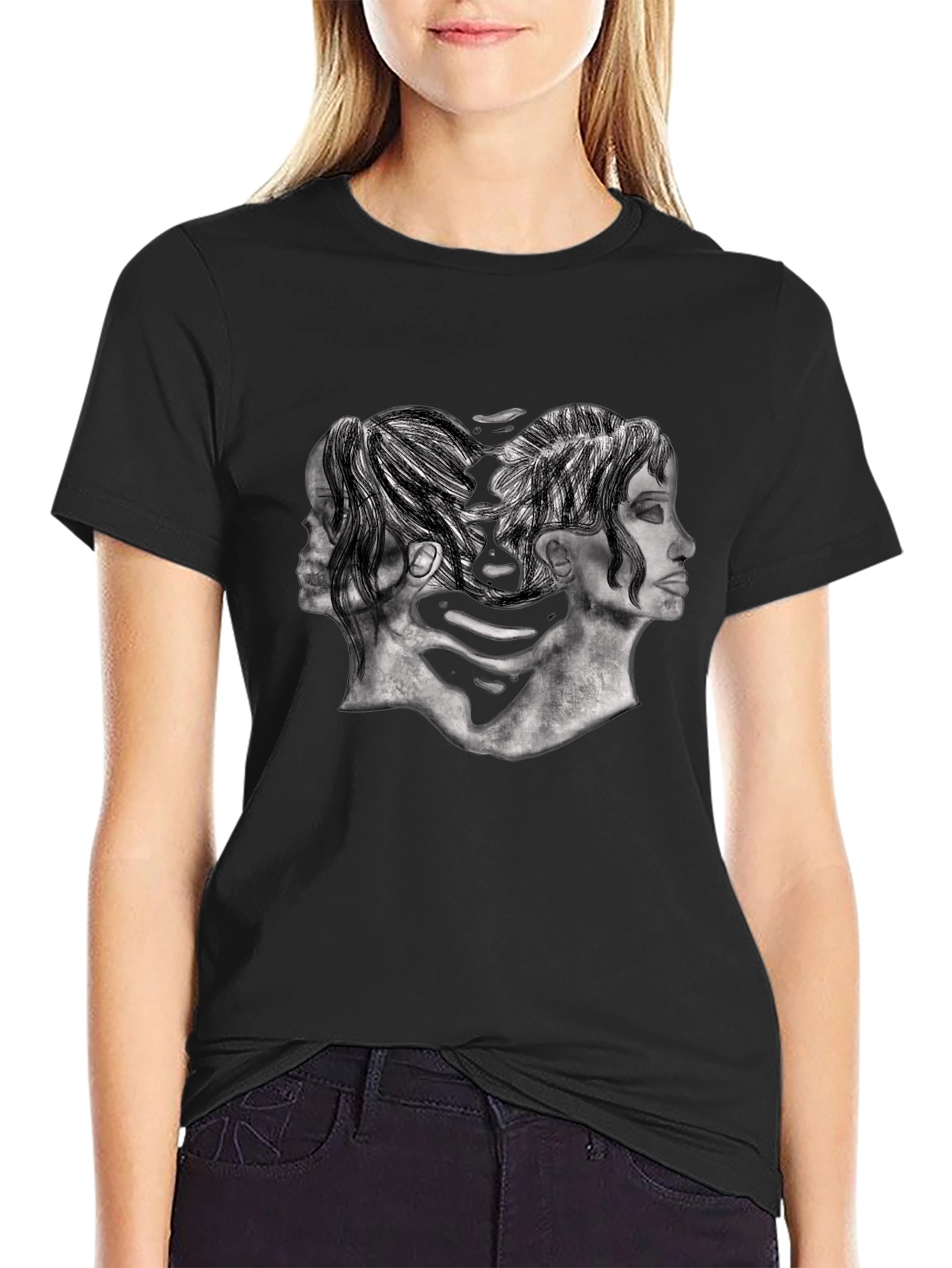 Two-Faced Graphic Tee - Mens Black T-Shirt