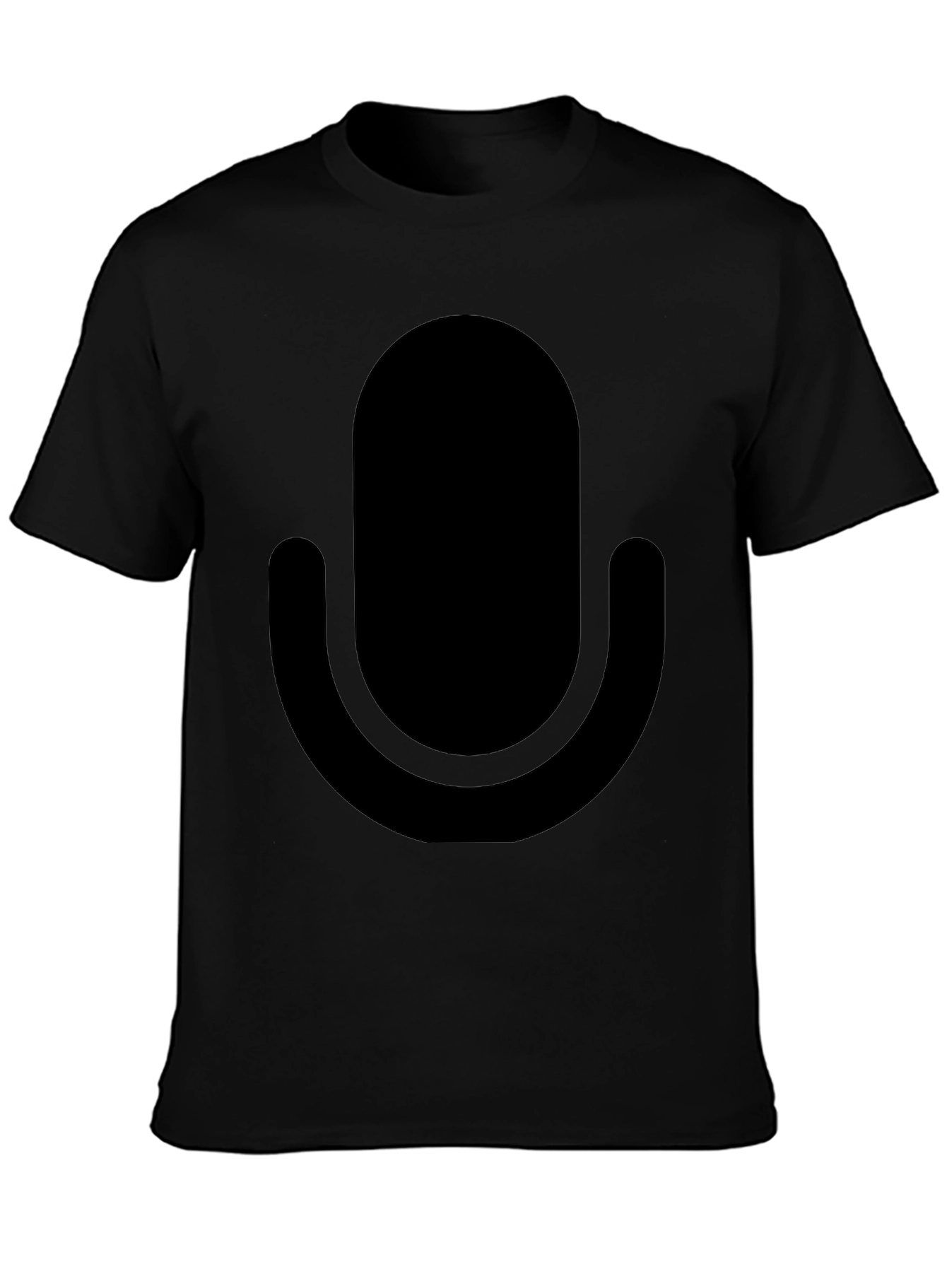 Minimalist Microphone Graphic T-Shirt - Black