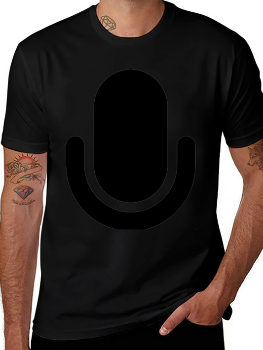 Minimalist Microphone Graphic T-Shirt - Black